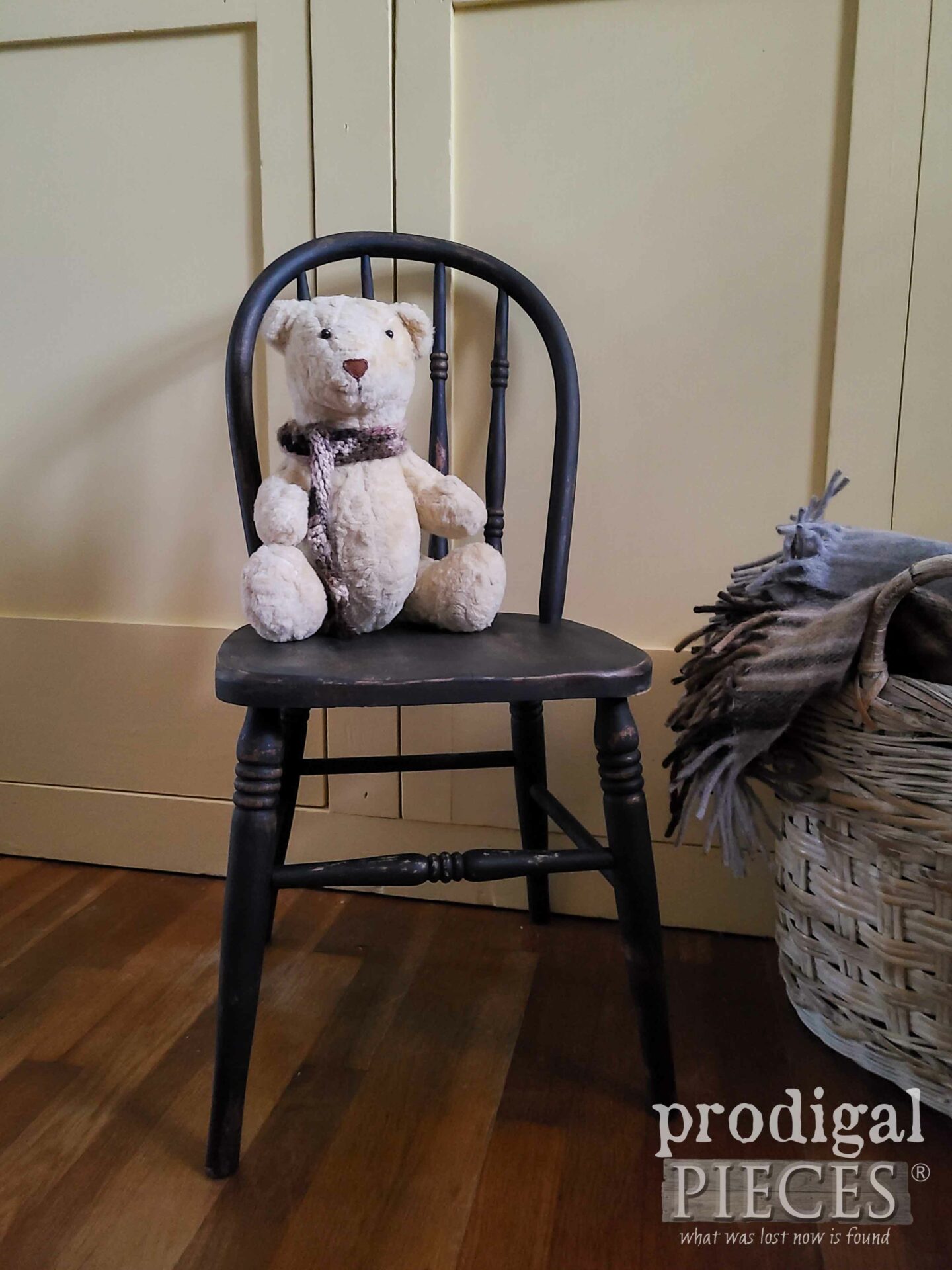 Black Milk Paint Windsor Chair | Antique Child's Chairs by Larissa of Prodigal Pieces | prodigalapieces.com #prodigalpieces #furniture #kids