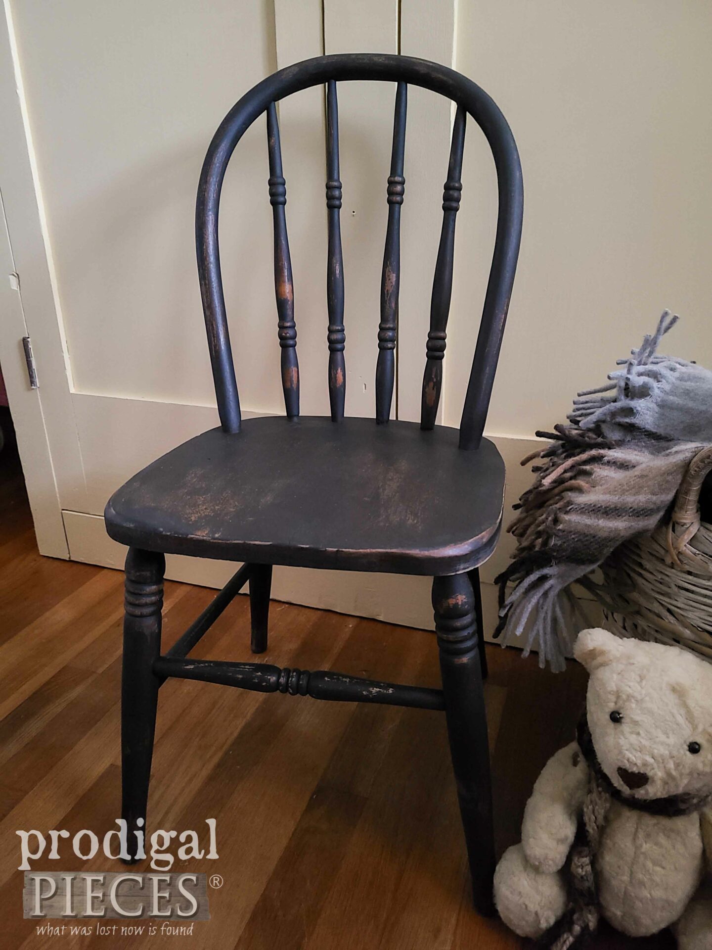 Black Windsor Antique Child's Chairs Update by Larissa of Prodigal Pieces | prodigalpieces.com #prodigalpieces #farmhouse #furniture #diy