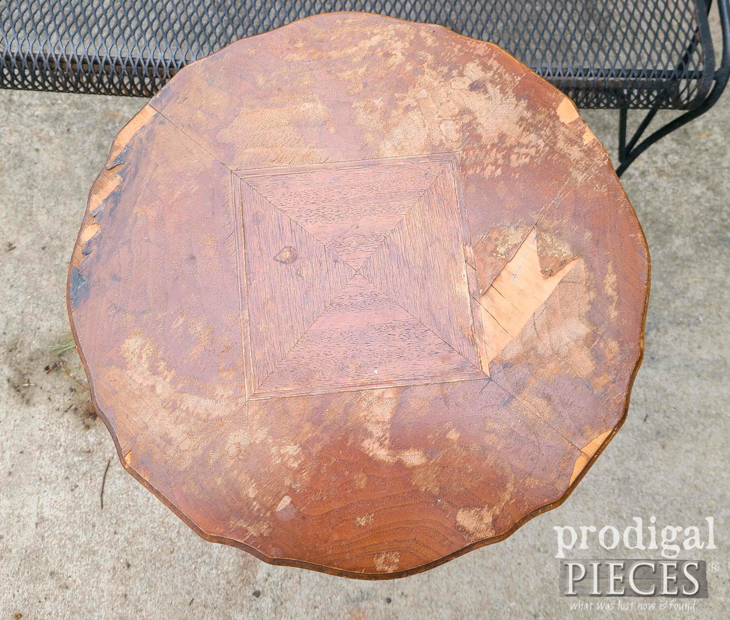 Damaged Side Table Top of Antique Side Table | prodigalpieces.com #prodigalpieces