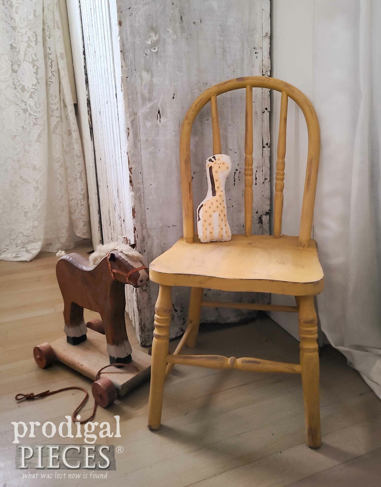Yellow Farmhouse Antique Child's Chairs by Larissa of Prodigal Pieces | prodigalpieces.com #prodigalpieces #yellow #farmhouse