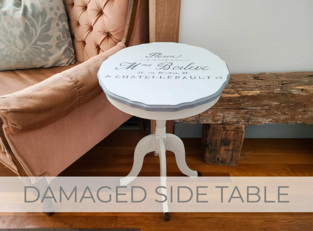 Showcase of Damaged Side Table Makeover by Larissa of Prodigal Pieces | prodigalpieces.com #prodigalpieces