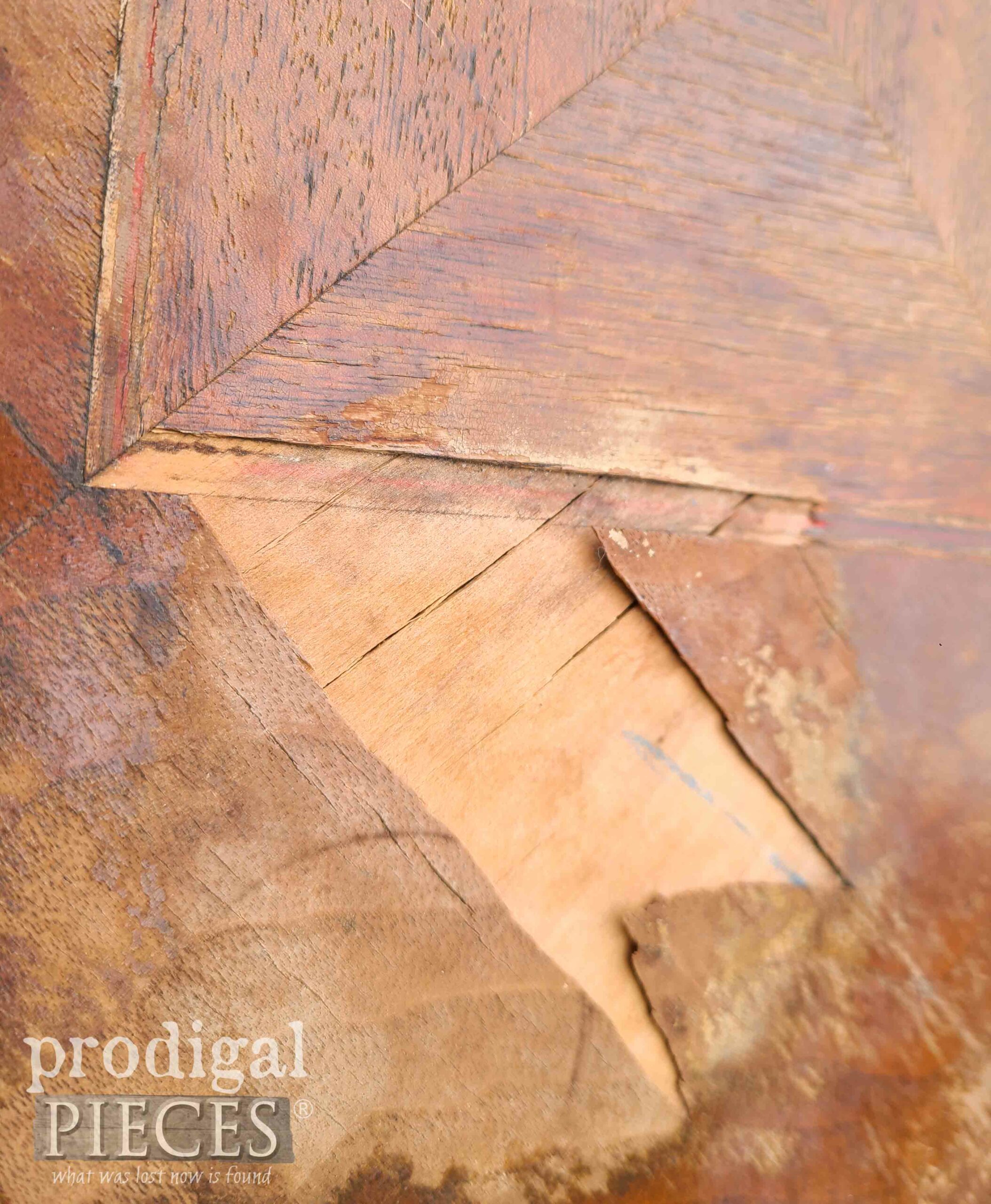 Damaged Side Table with Peeling Veneer | prodigalpieces.com #prodigalpieces