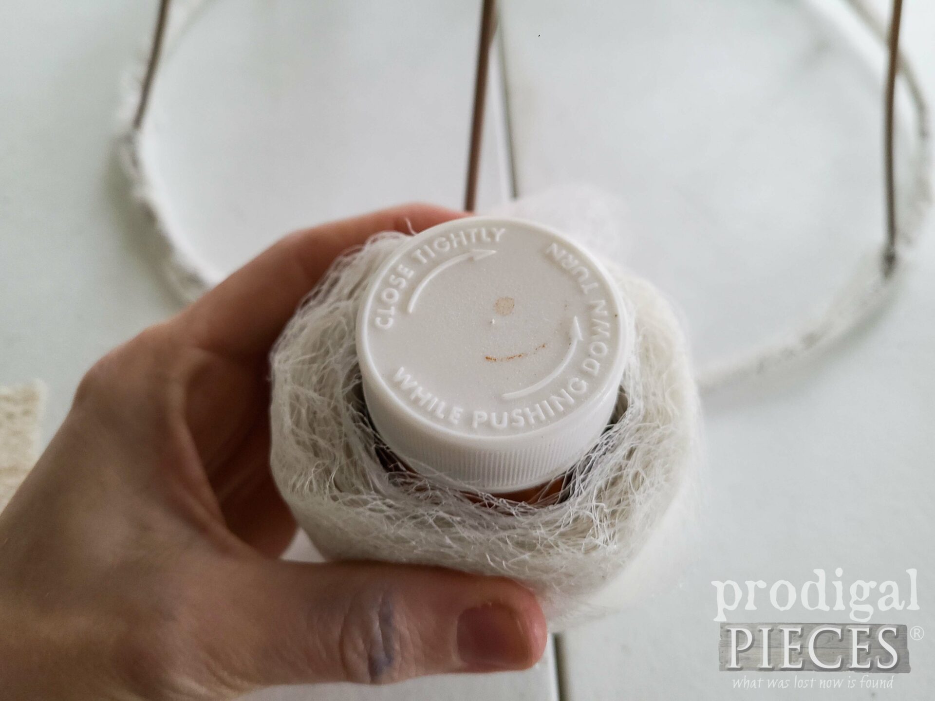 Medicine Bottle Wrapped in Interfacing | prodigalpieces.com #prodigalpieces