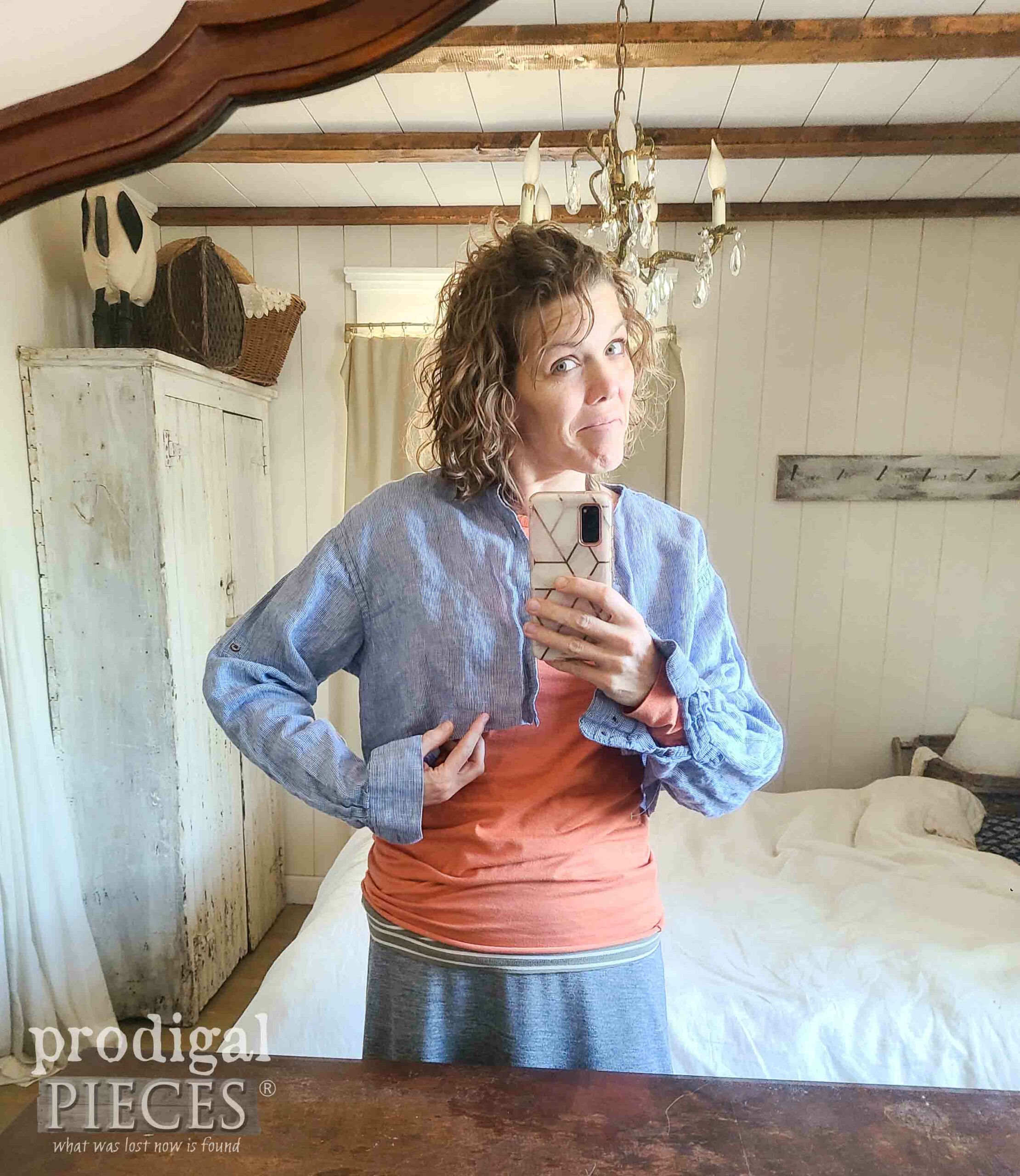 Cropped Shirt for Refashioned Linen Jacket | prodigalpieces.com #prodigalpieces