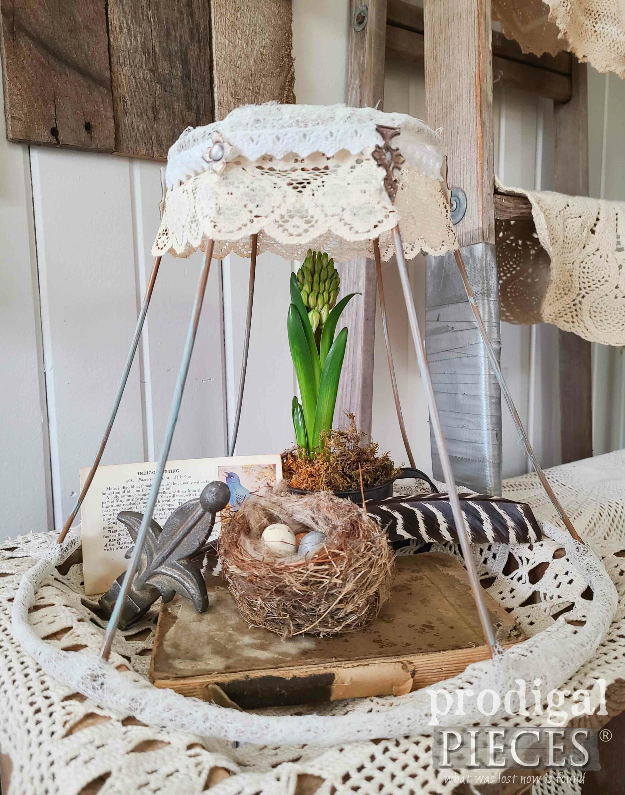 DIY Lampshade Cloche from Thrifted Find by Larissa of Prodigal Pieces | prodigalpieces.com #prodigalpieces #farmhouse #diy #upcycled