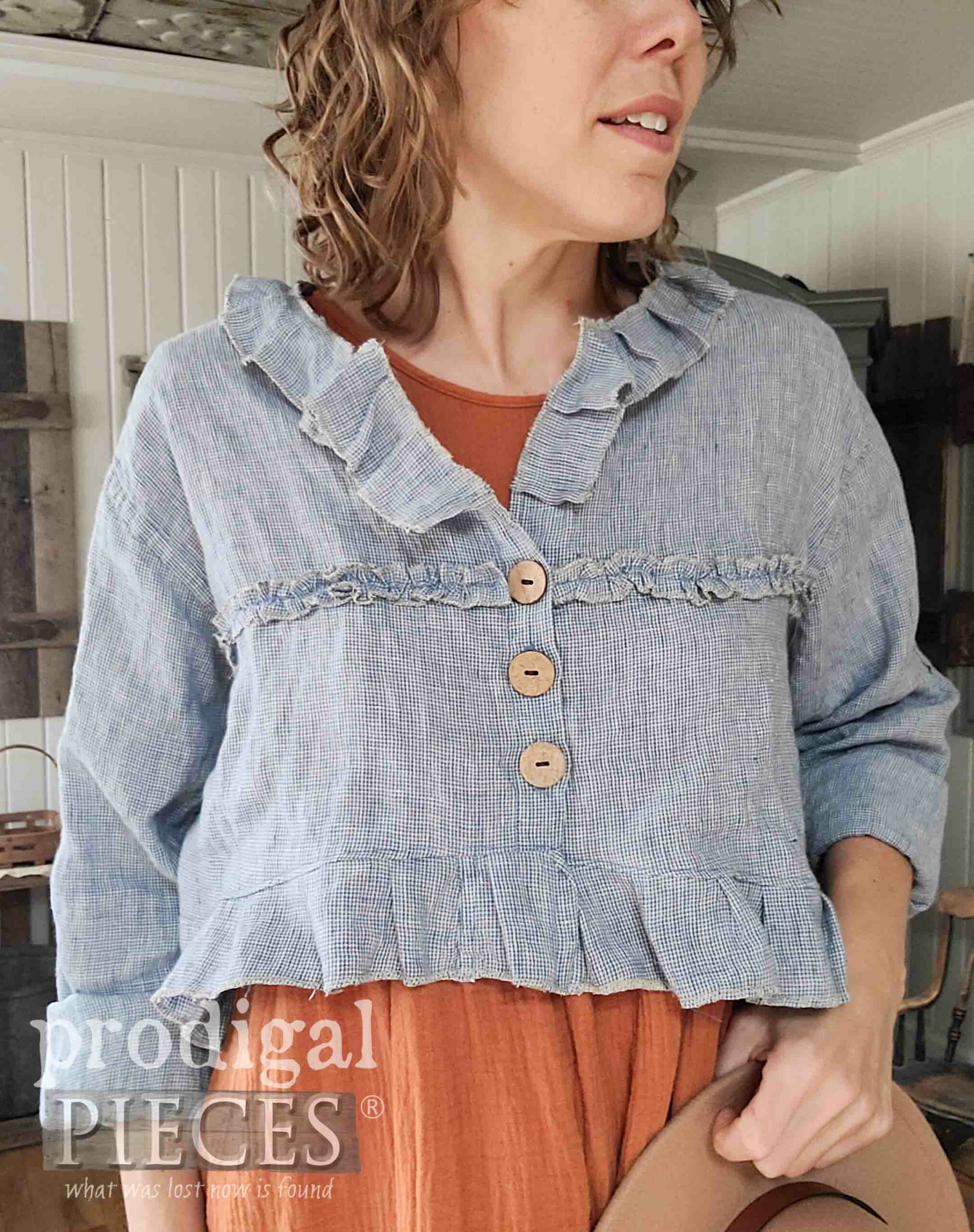 DIY Linen Sock Jacket from Refashioned Thrifted Shirt by Larissa of Prodigal Pieces | prodigalpieces.com #prodigalpieces #style #fashion #sewing