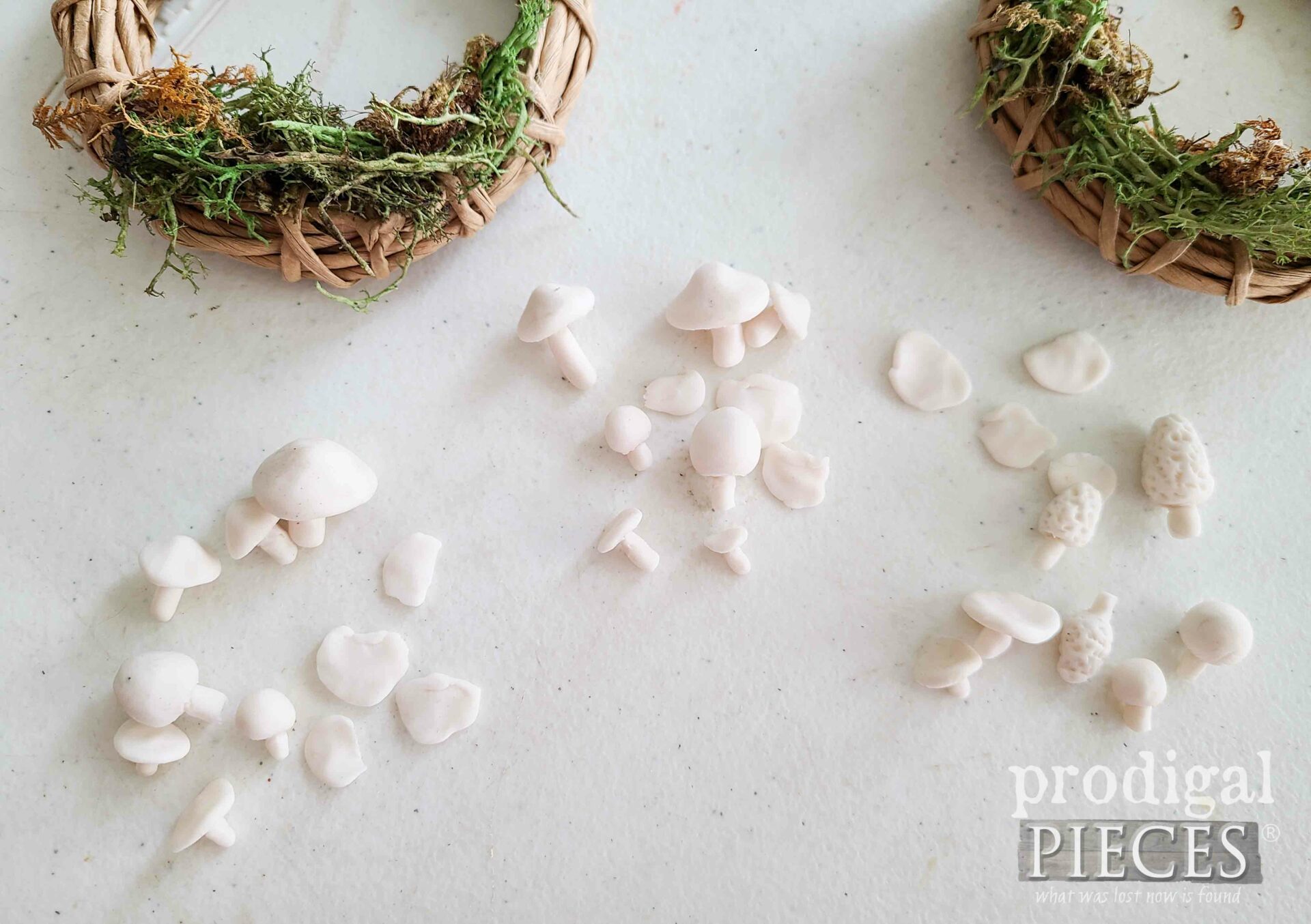 Handmade Clay Mushrooms for Mini Wreath Spring Decor Tutorial | prodigalpieces.com #prodigalpieces