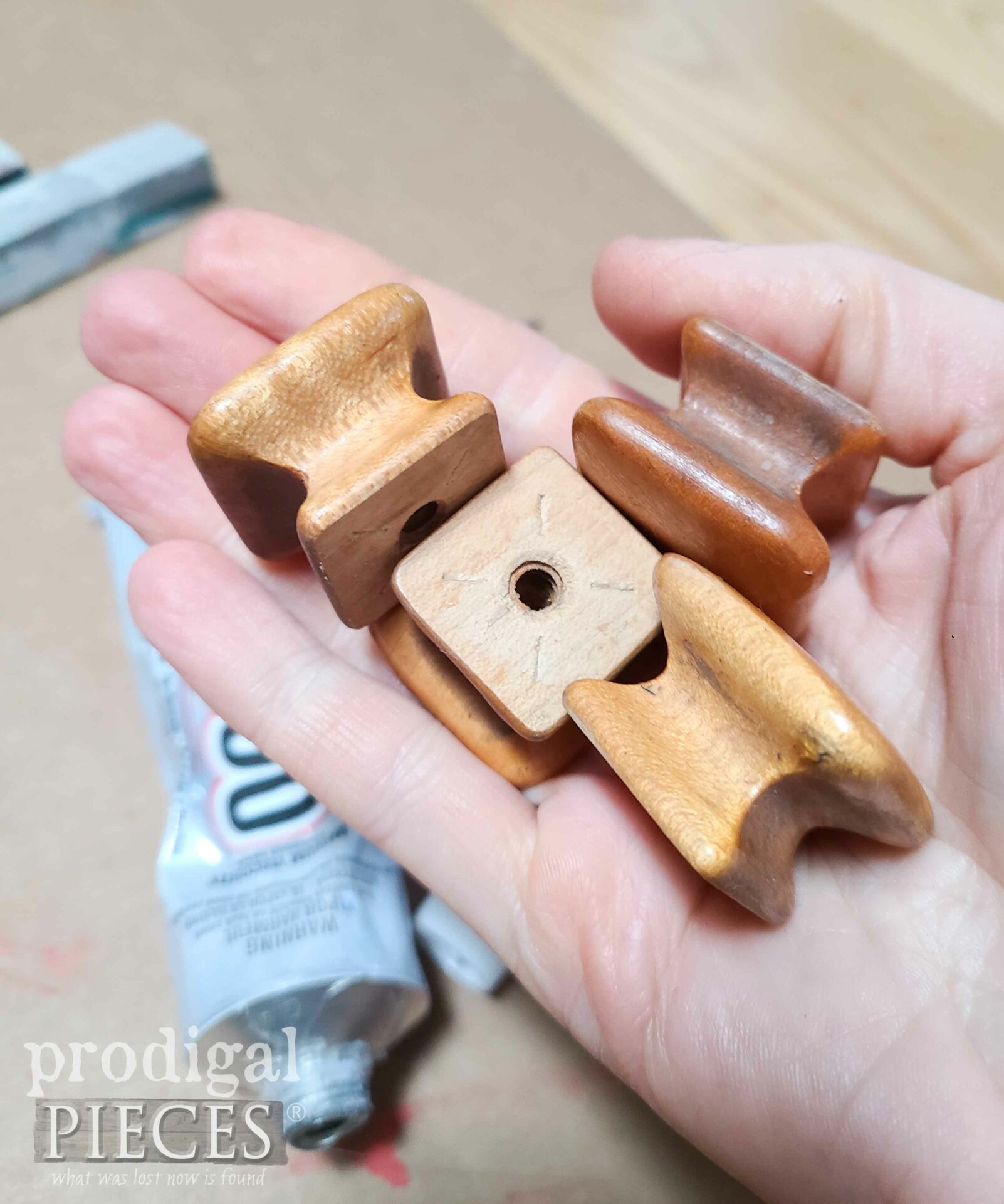 Vintage Square Wooden Knob for Feet on Metal Filing Cabinet | prodigalpieces.com #prodigalpieces