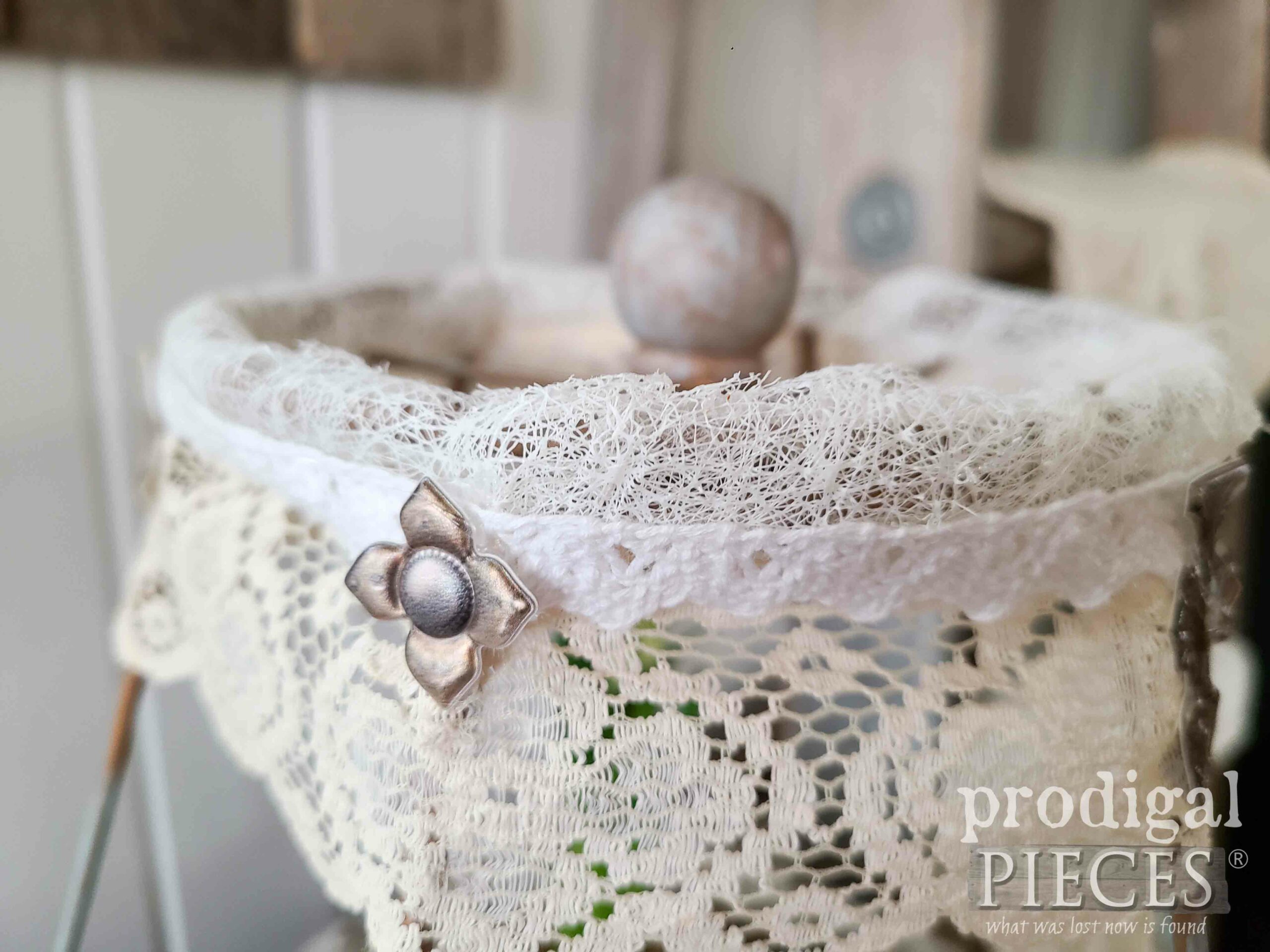 DIY Upcycled Lampshade Cloche Embellishments by Larissa of Prodigal Pieces | prodigalpieces.com #prodigalpieces #upcycled #art