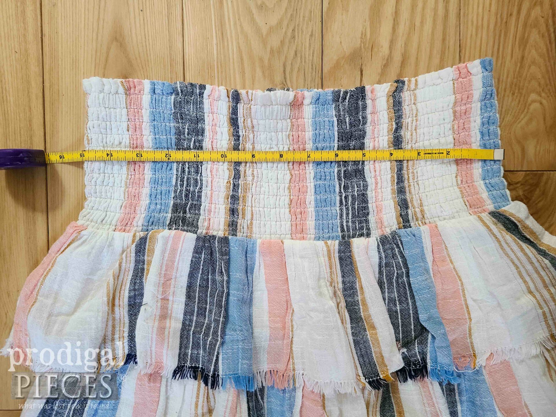 Measuring Skirt Top for DIY Boho Bag | prodigalpieces.com #prodigalpieces