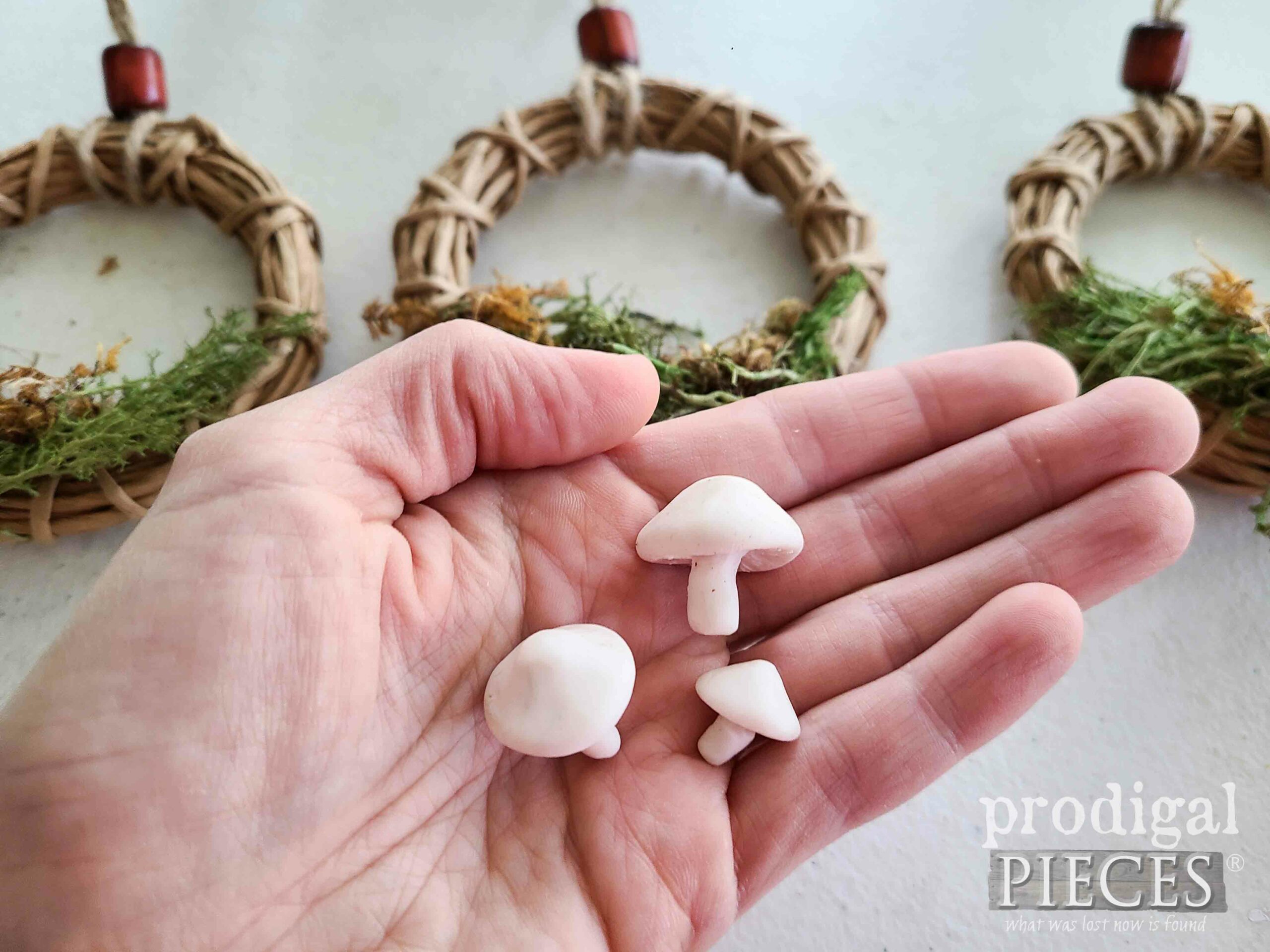 Mini Sculpey Mushrooms for Wreath | prodigalpieces.com #prodigalpieces