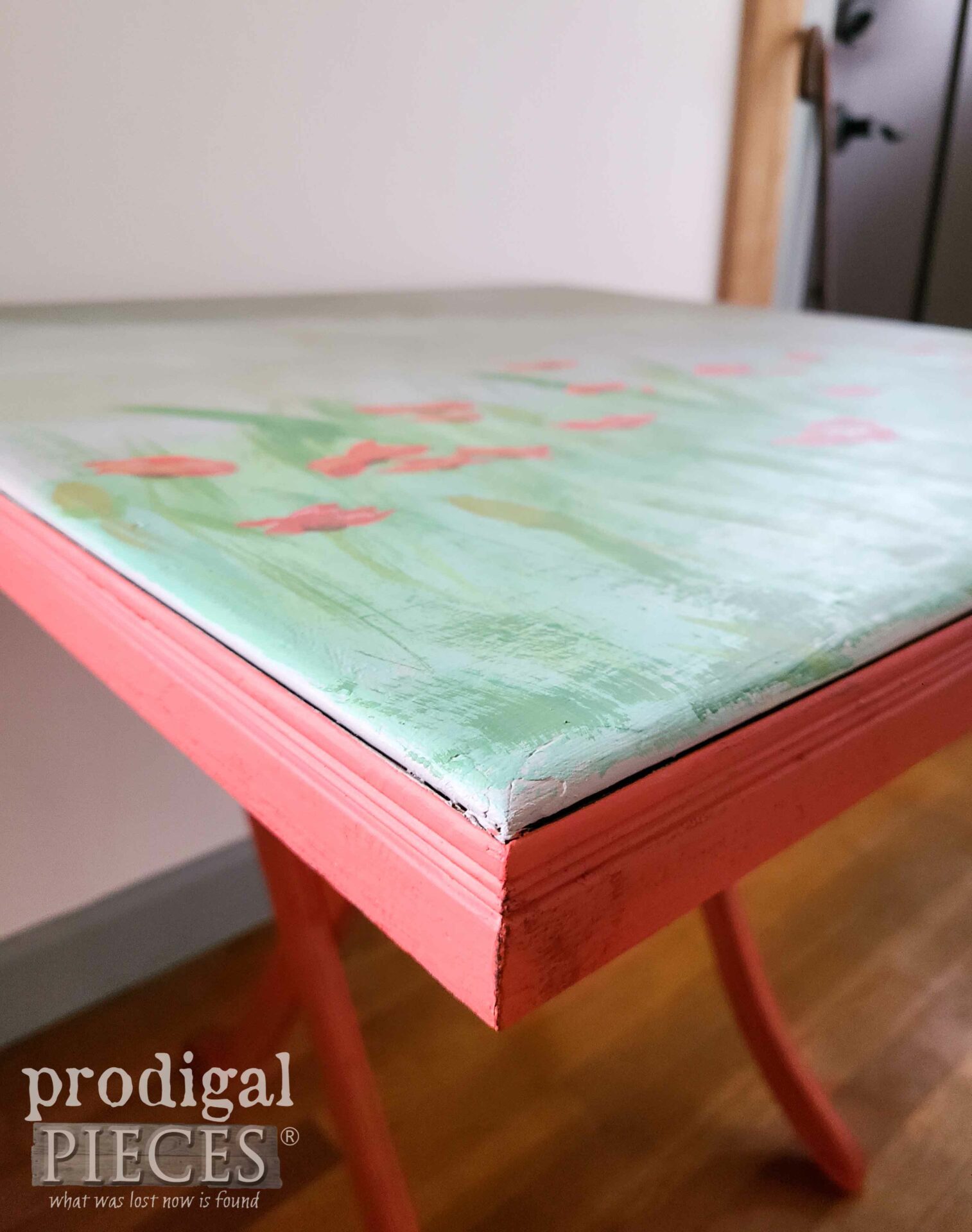 Poppy Flowers Painted Tilt Top Table by Larissa of Prodigal Pieces | prodigalpieces.com #prodigalpieces #upcycled #furniure #boho
