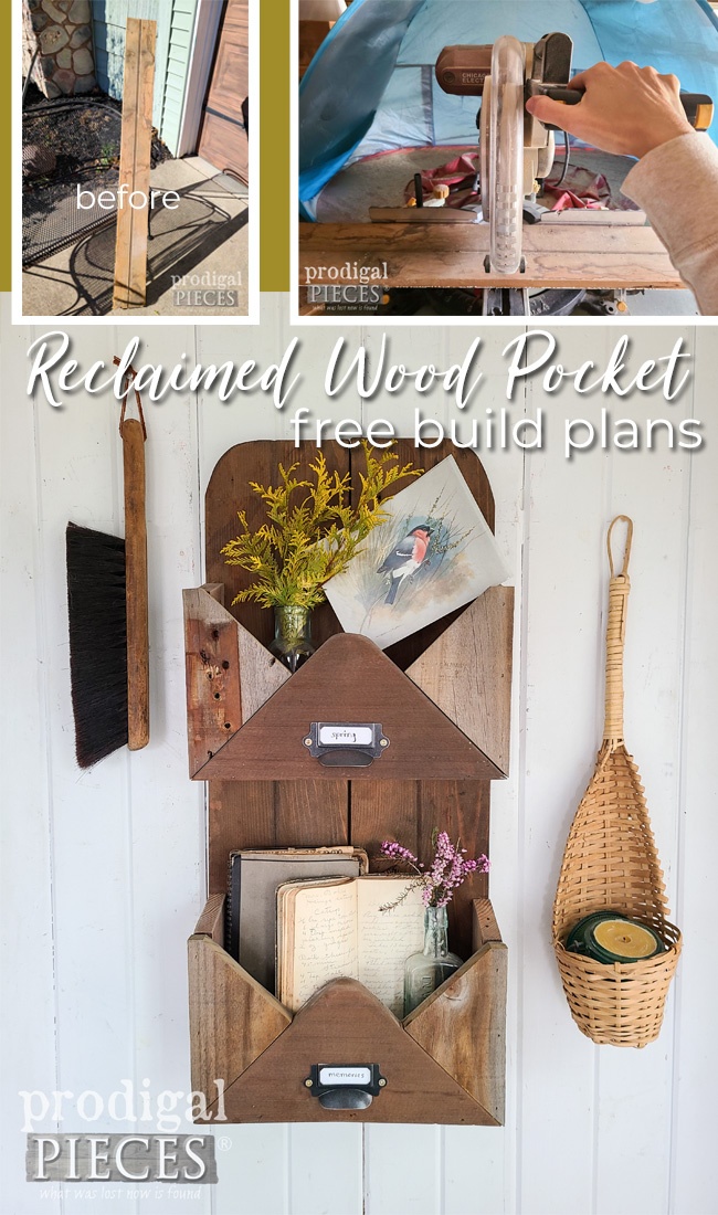 Build a reclaimed wall pocket storage wall bin with these free build plans by Larissa of Prodigal Pieces | prodigalpieces.com #prodigalpieces #woodworking #farmhouse #reclaimed