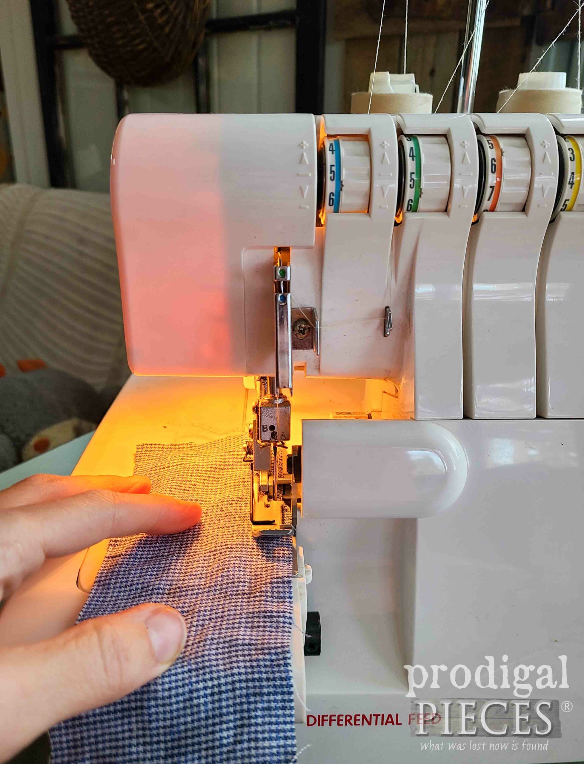 Serging Ruffle for DIY Refashioned Linen Jacket | prodigalpieces.com #prodigalpieces