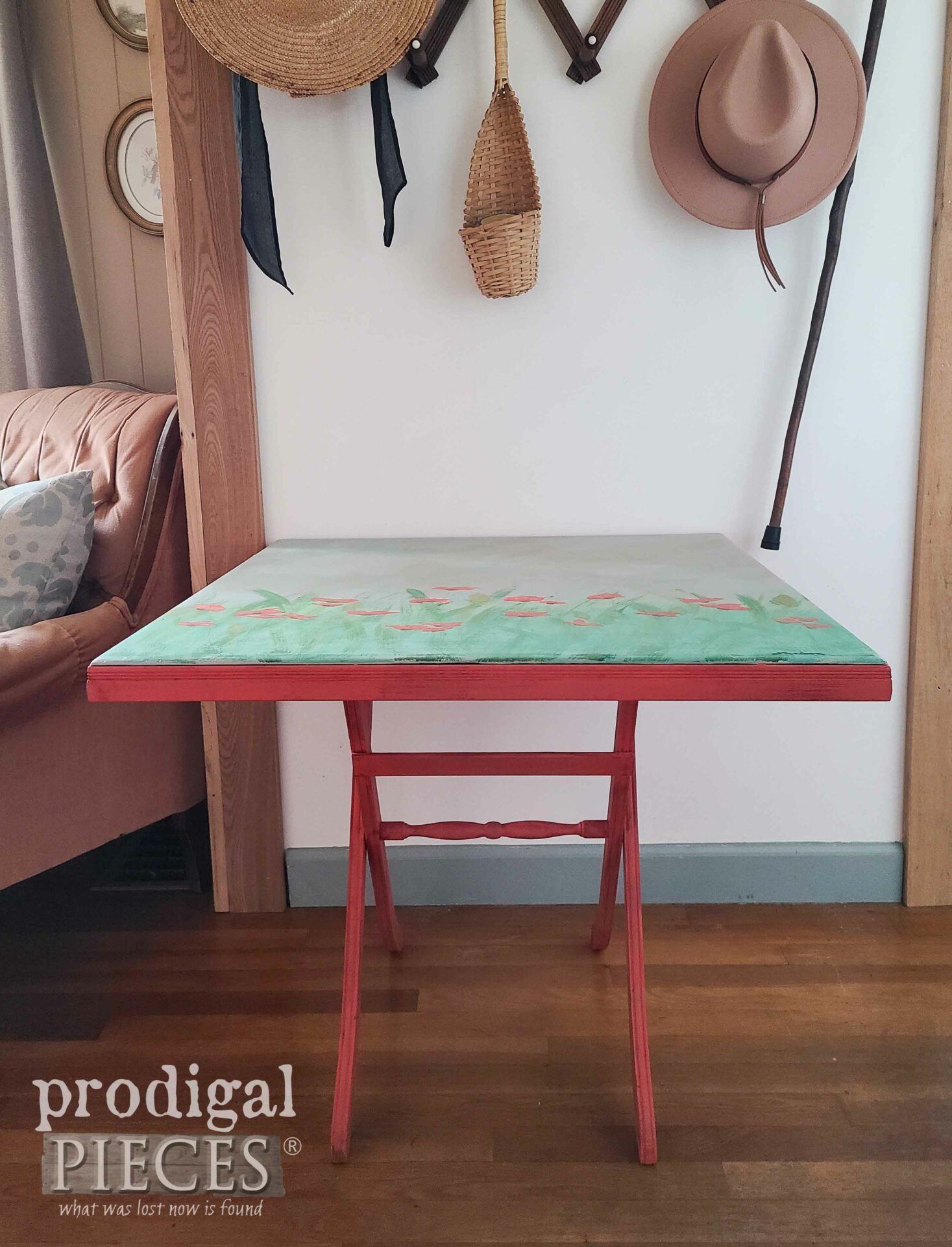 Standing Antique Tilt Top Table Painted by Larissa of Prodigal Pieces | prodigalpieces.com #prodigalpieces #antique #diy #upcycled #furntiure