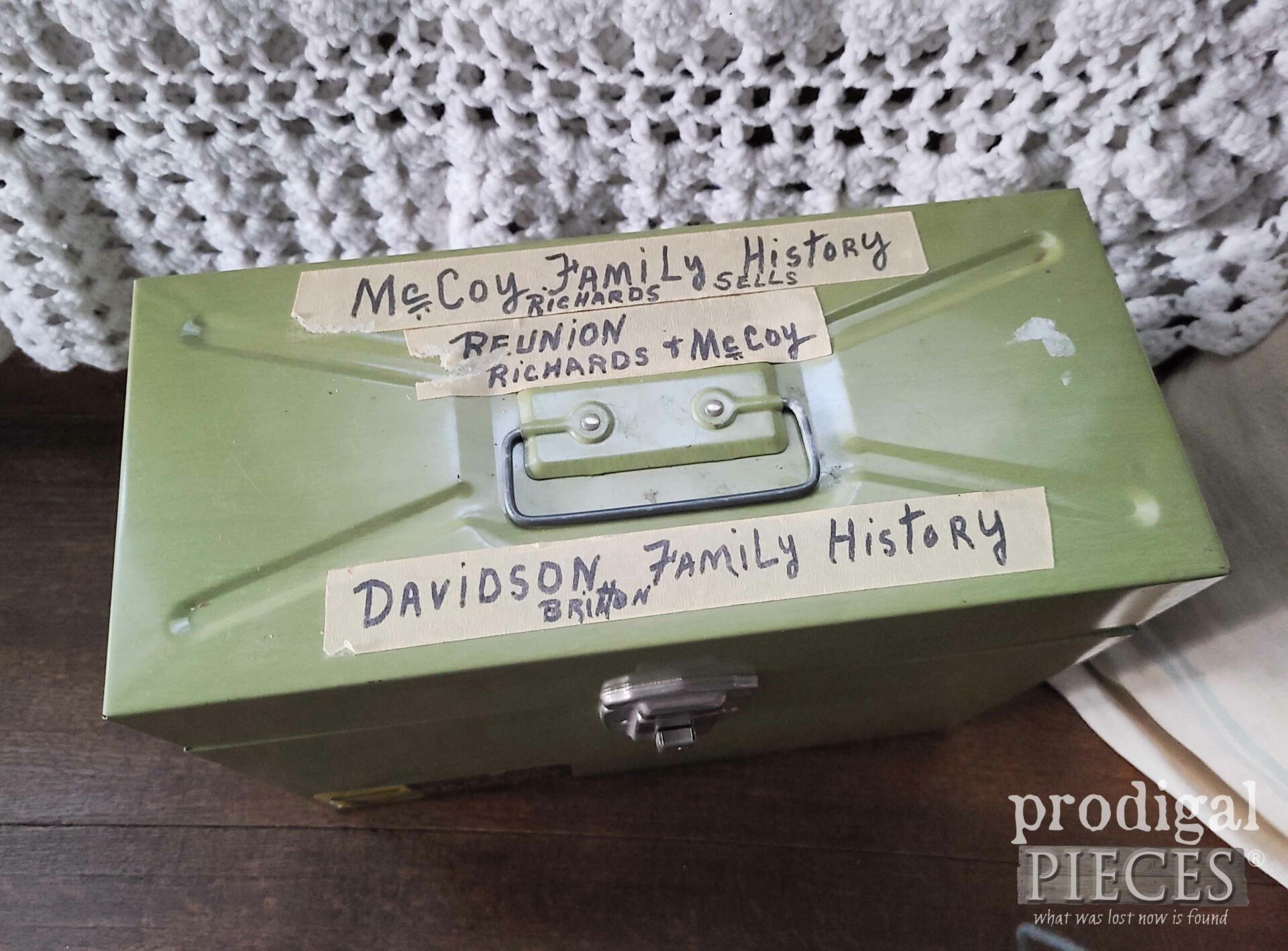 Top View of Vintage Metal File Box | prodigalpieces.com #prodigalpieces