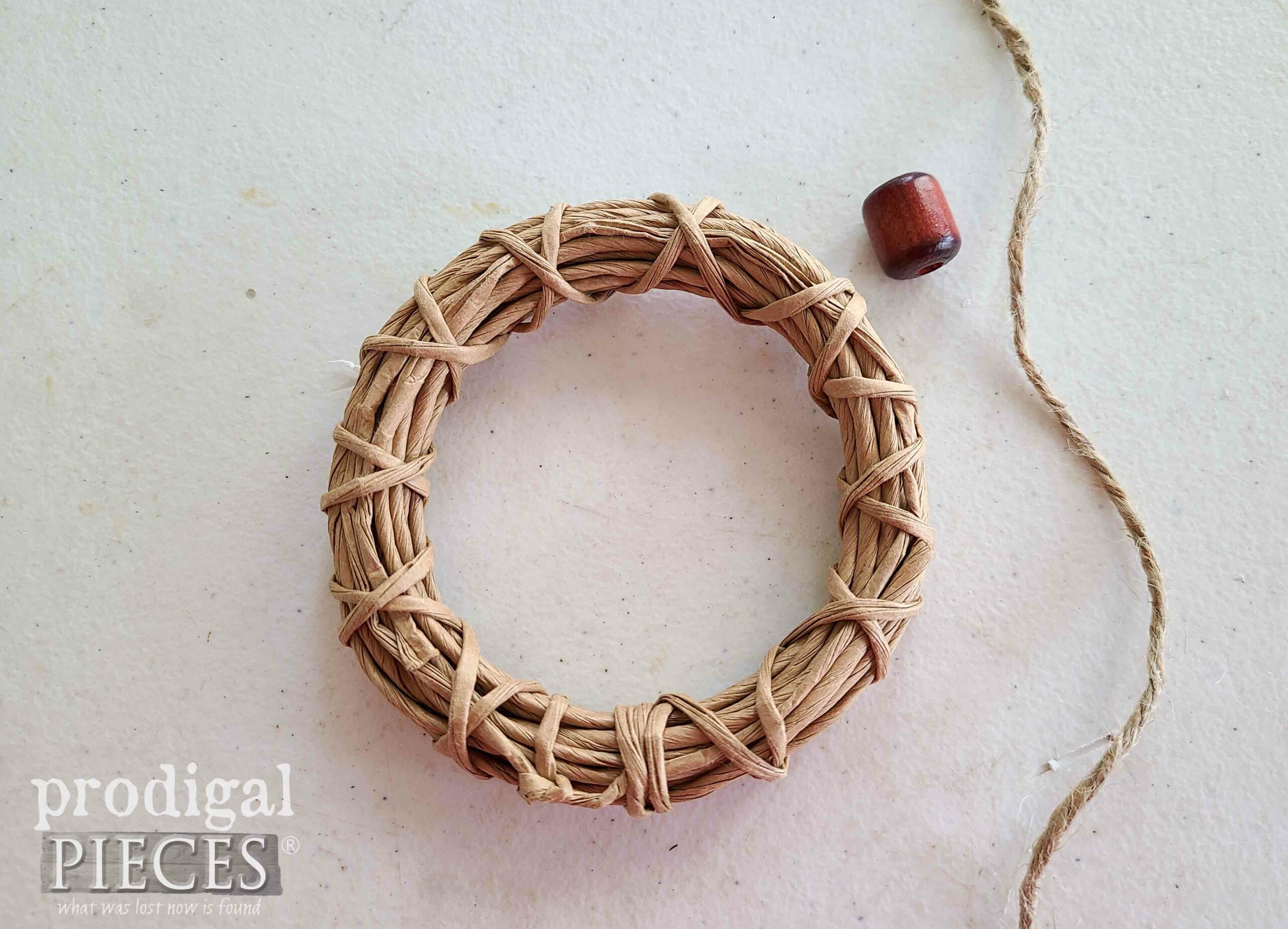 Mini Wreath with Bead and Twine | prodigalpieces.com #prodigalpieces