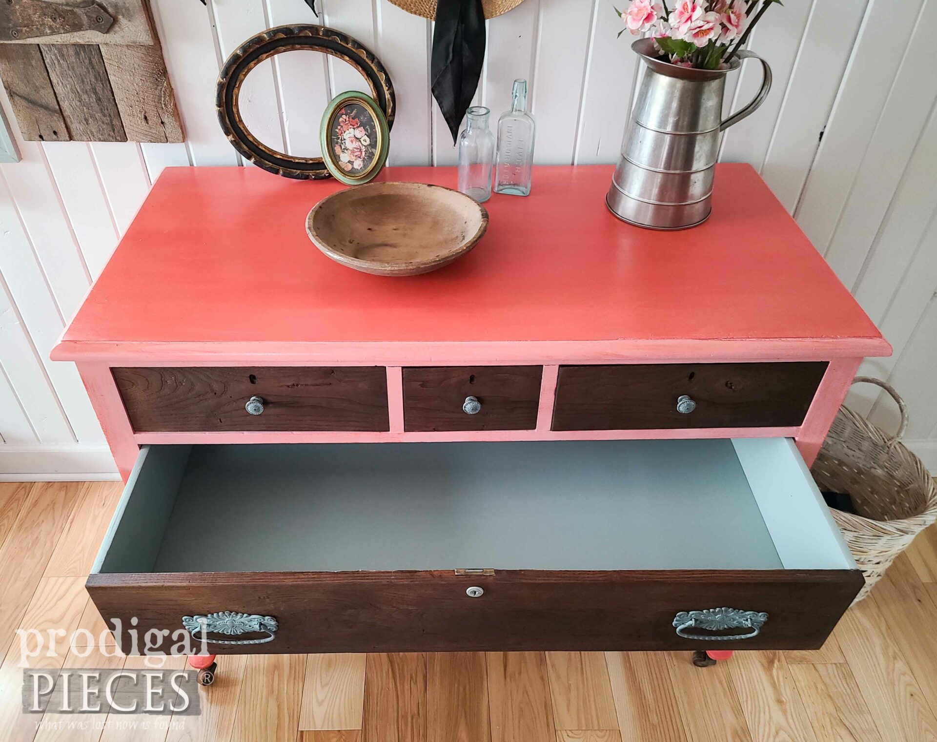 Slate Green Blue Painted Drawers | prodgialpieces.com #prodigalpieces #dresser #furniture