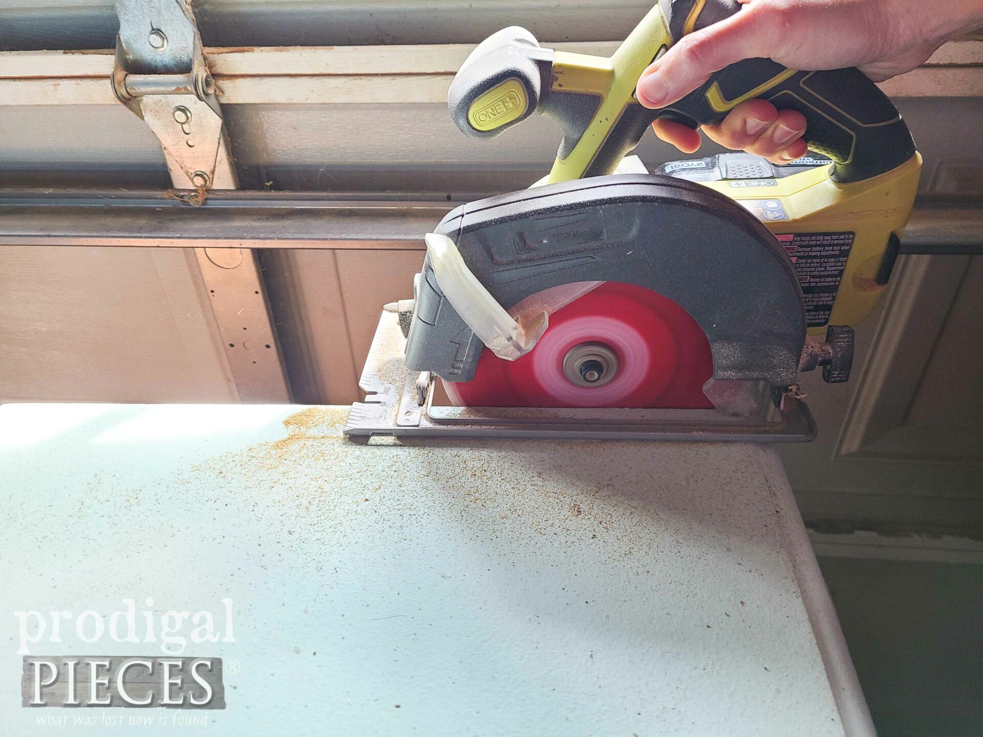 Cutting Sewing Machine Table Top with Saw | prodigalpieces.com #prodigalpieces