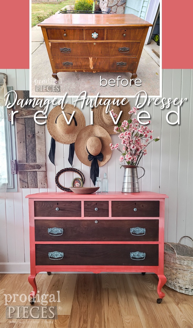 A damaged antique dresser gets a revival into Boho style by Larissa of Prodigal Pieces | prodigalpieces.com #prodigalpieces #boho #diy #furniture #vintage
