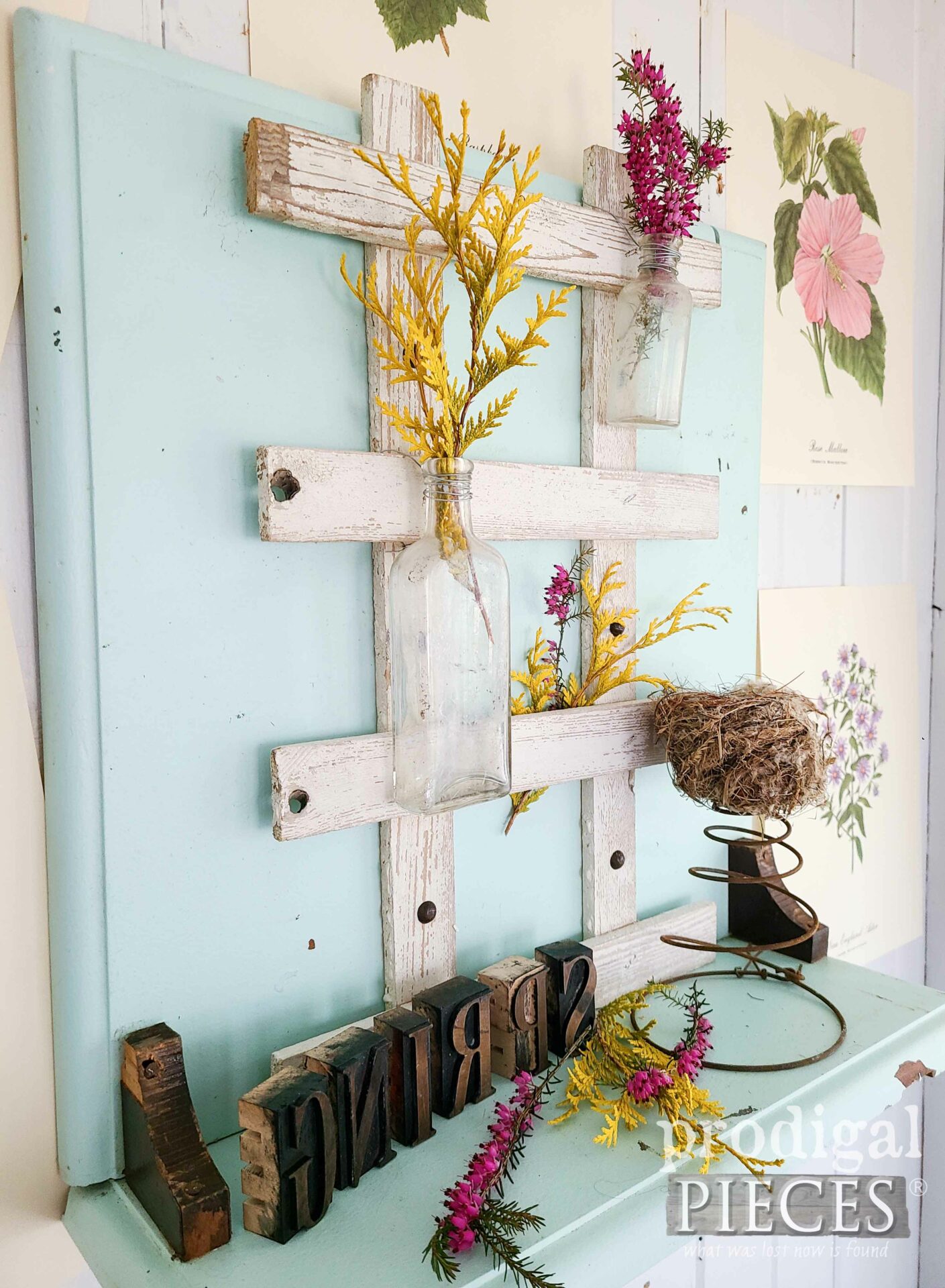 Left Side of Repurposed Sewing Machine Table Top Shelf by Larissa of Prodigal Pieces | prodigalpieces.com #prodigalpieces #repurposed #diy #spring