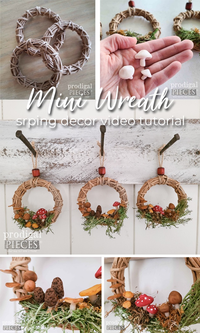 This mini wreath tutorial complete with video step-by-step instructions makes for whimsical decor by Larissa of Prodigal Pieces | prodigalpieces.com #prodigalpieces #spring #diy #tutorial