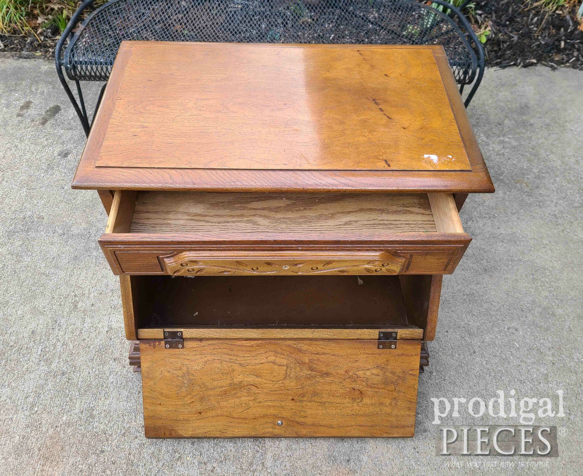 Vintage Open Chest Nightstand Before Makeover by Larissa of Prodigal Pieces | prodigalpieces.com #prodigalpieces