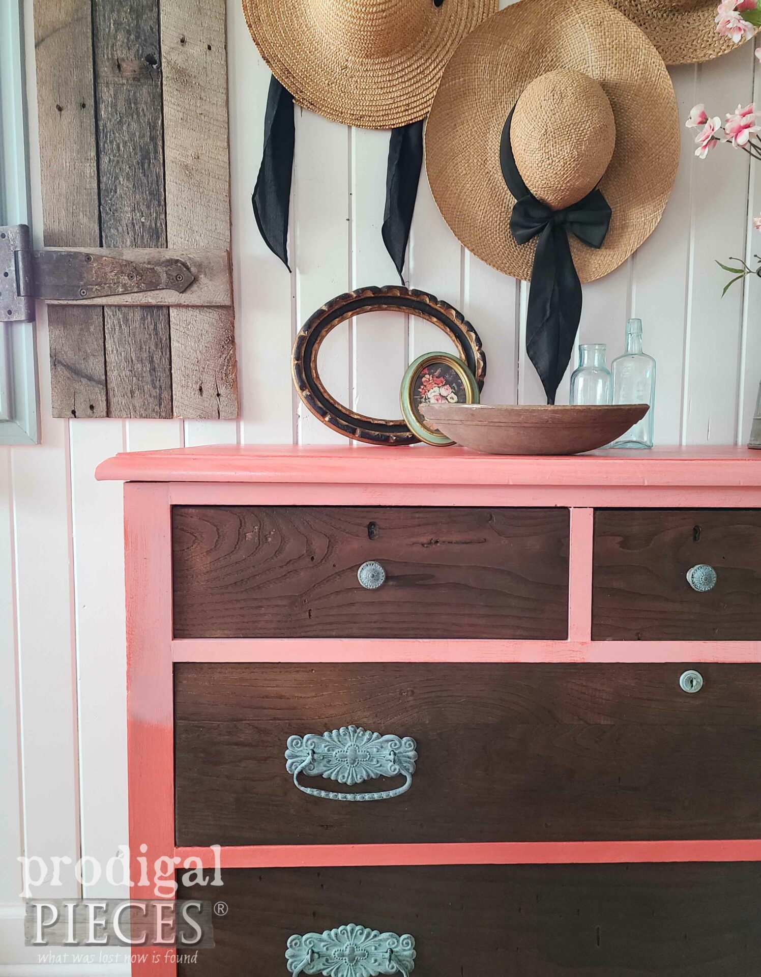 Pink and Brown Boho Dresser | Damaged Antique Revival by Larissa of Prodigal Pieces | prodigalpieces.com #prodigalpieces #antique #boho #bedroom