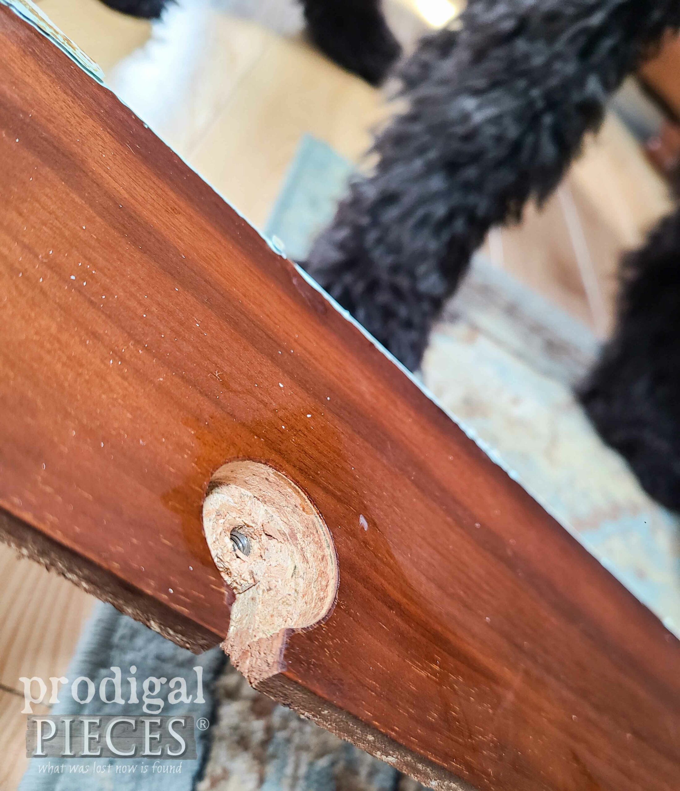 Pressed Board Wood Repurposed Sewing Machine Table Top | prodigalpieces.com #prodigalpieces