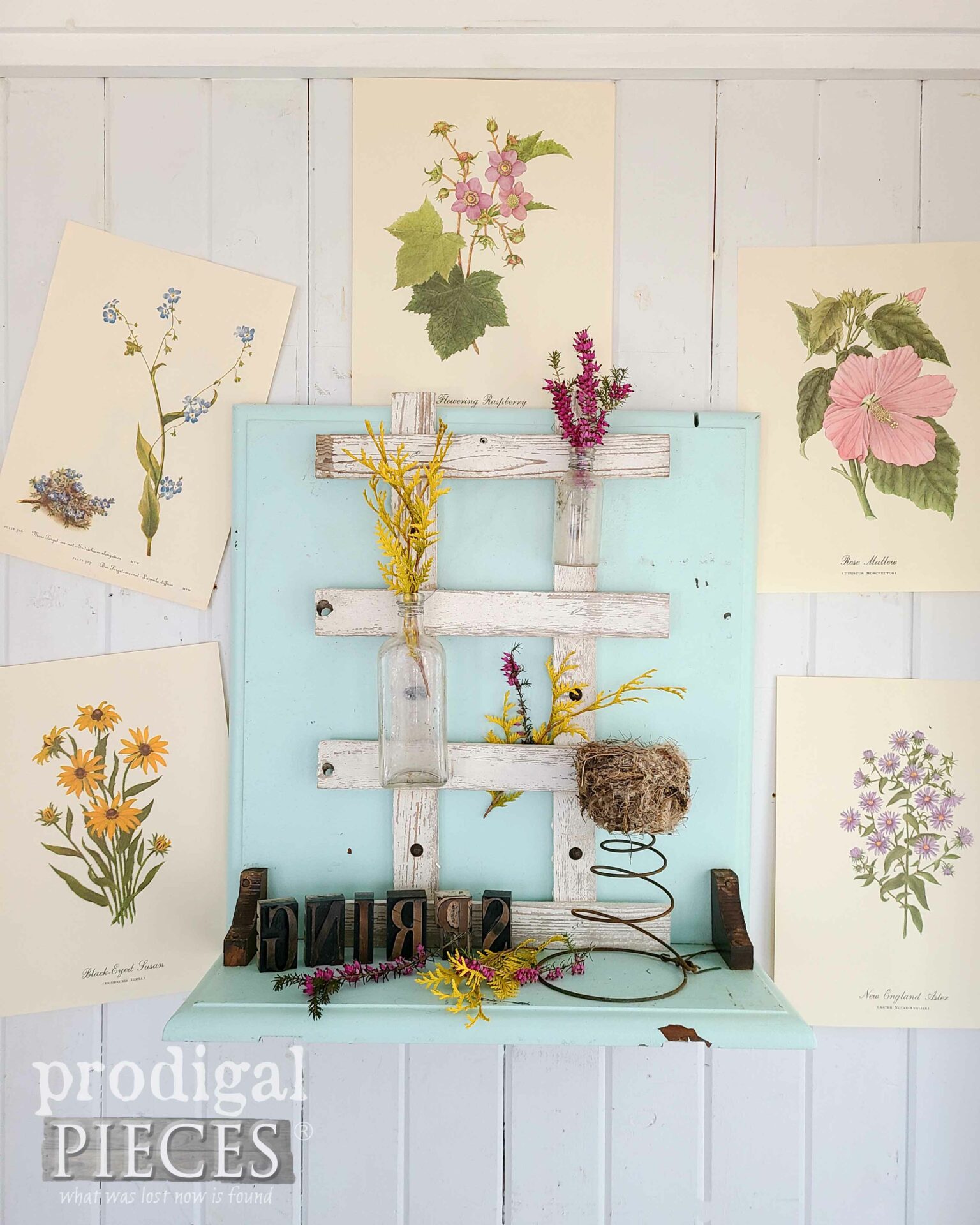 Repurposed Spring Wall Decor made from Sewing Machine Table Top by Larissa of Prodigal Pieces | prodigalpieces.com #prodigalpieces #sewing #diy #repurposed