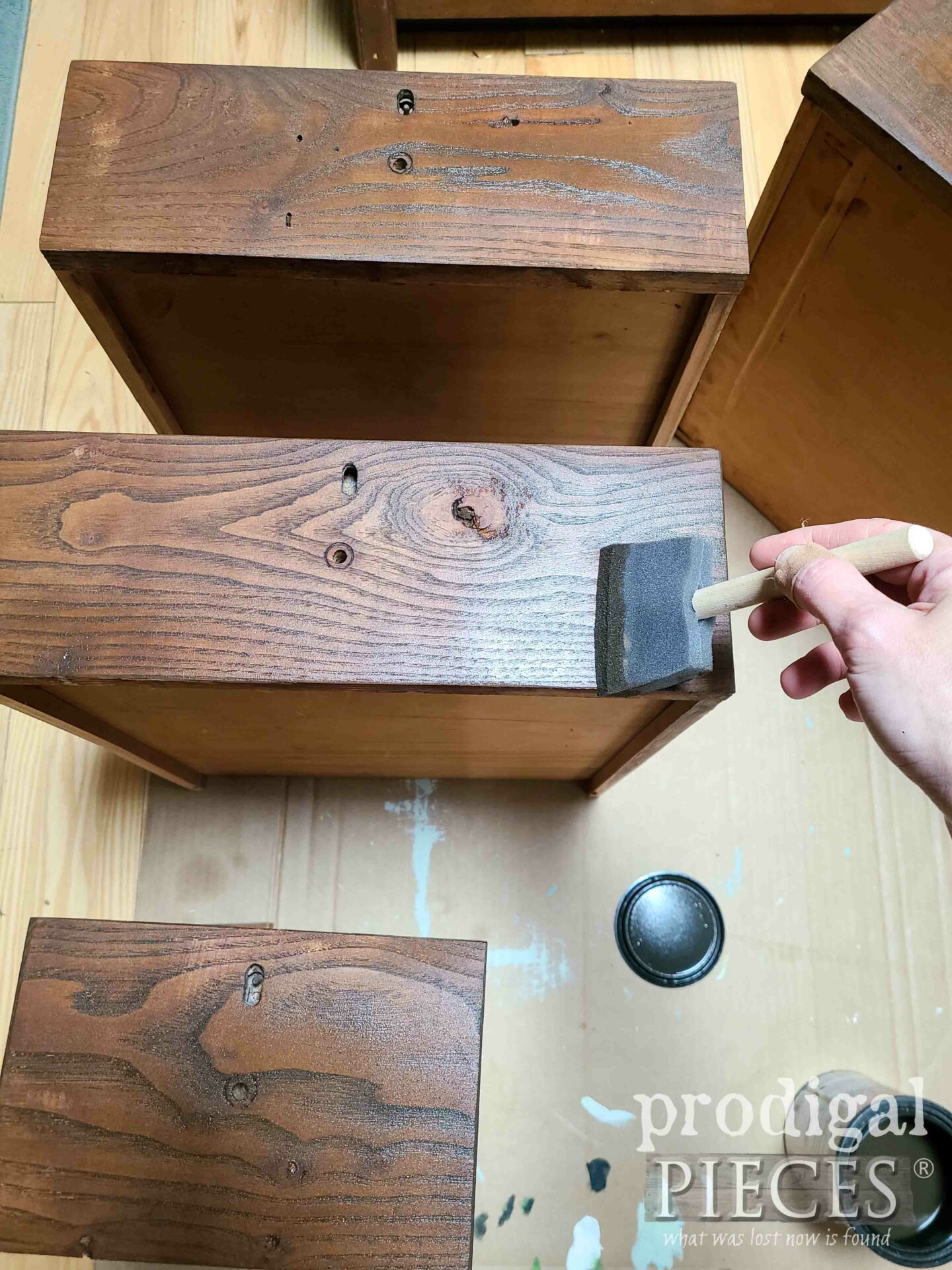 Staining Damaged Antique Dresser Drawer Fronts | prodigalpieces.com #prodigalpieces