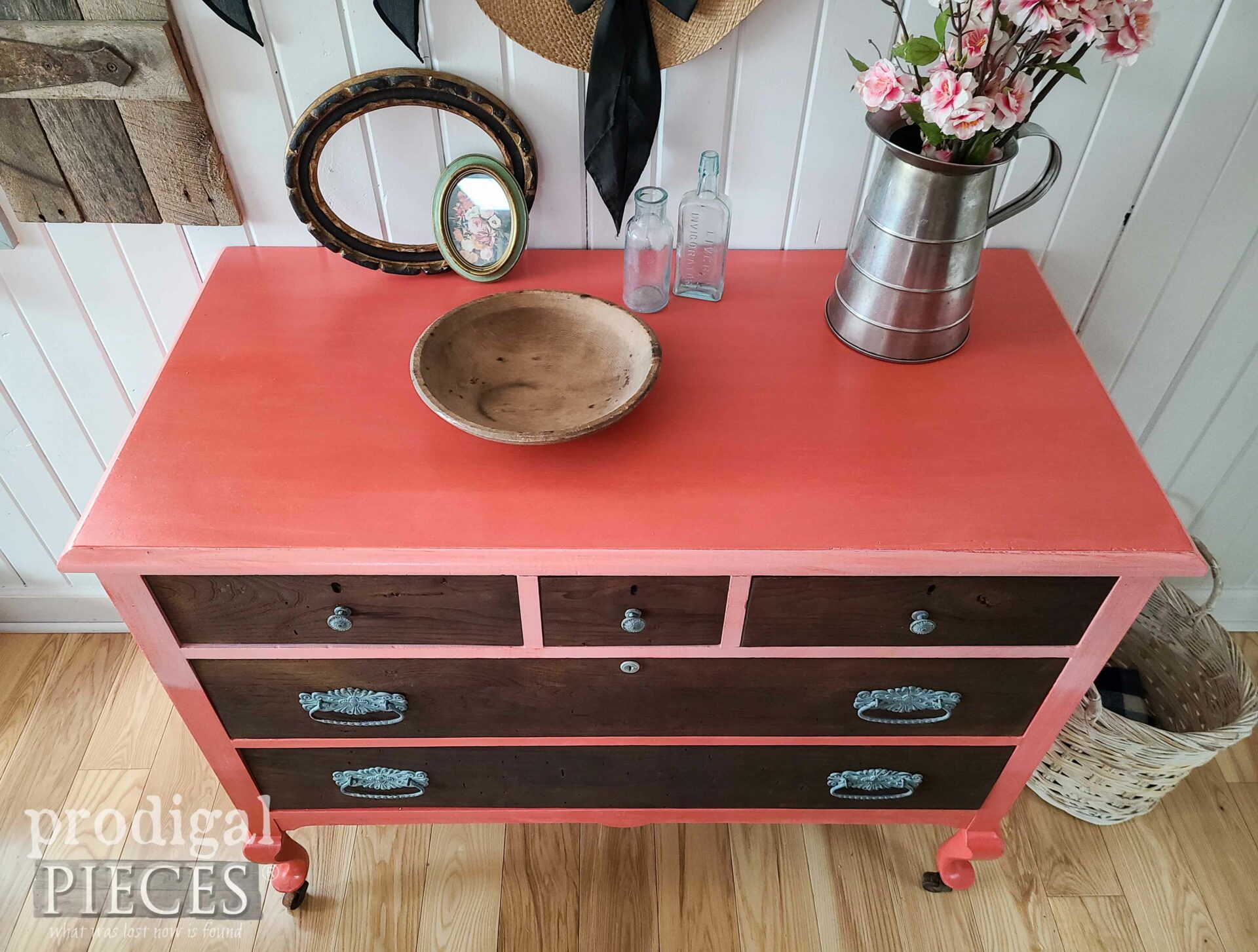 Top View Ombre Dresser in Coral Pink | prodigalpieces.com #prodigalpieces #boho #diy