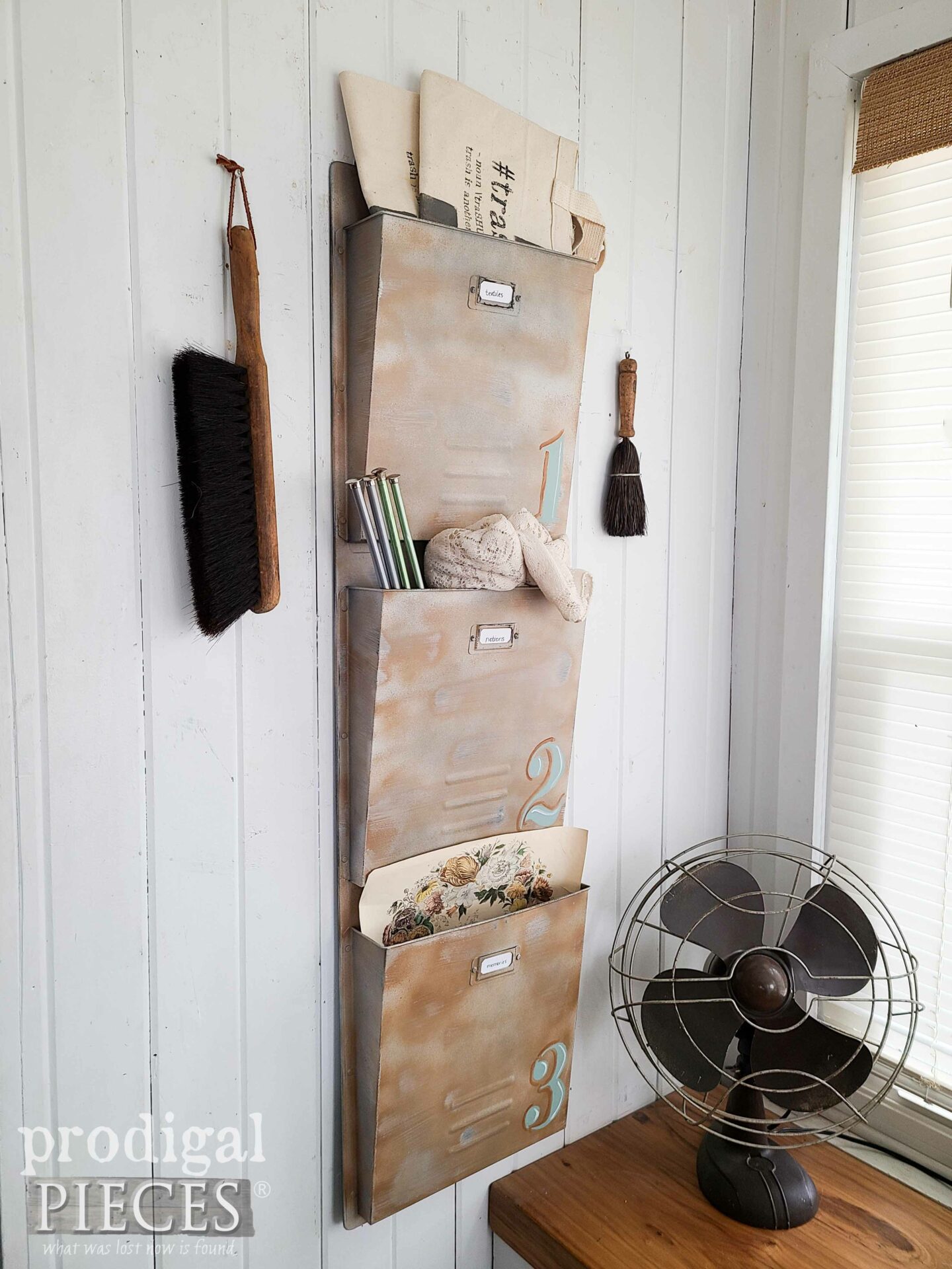 Vintage Farmhouse Vertical Wall File Organizer by Larissa of Prodigal Pieces | prodigalpieces.com #prodigalpieces #diy #vintage #industrial