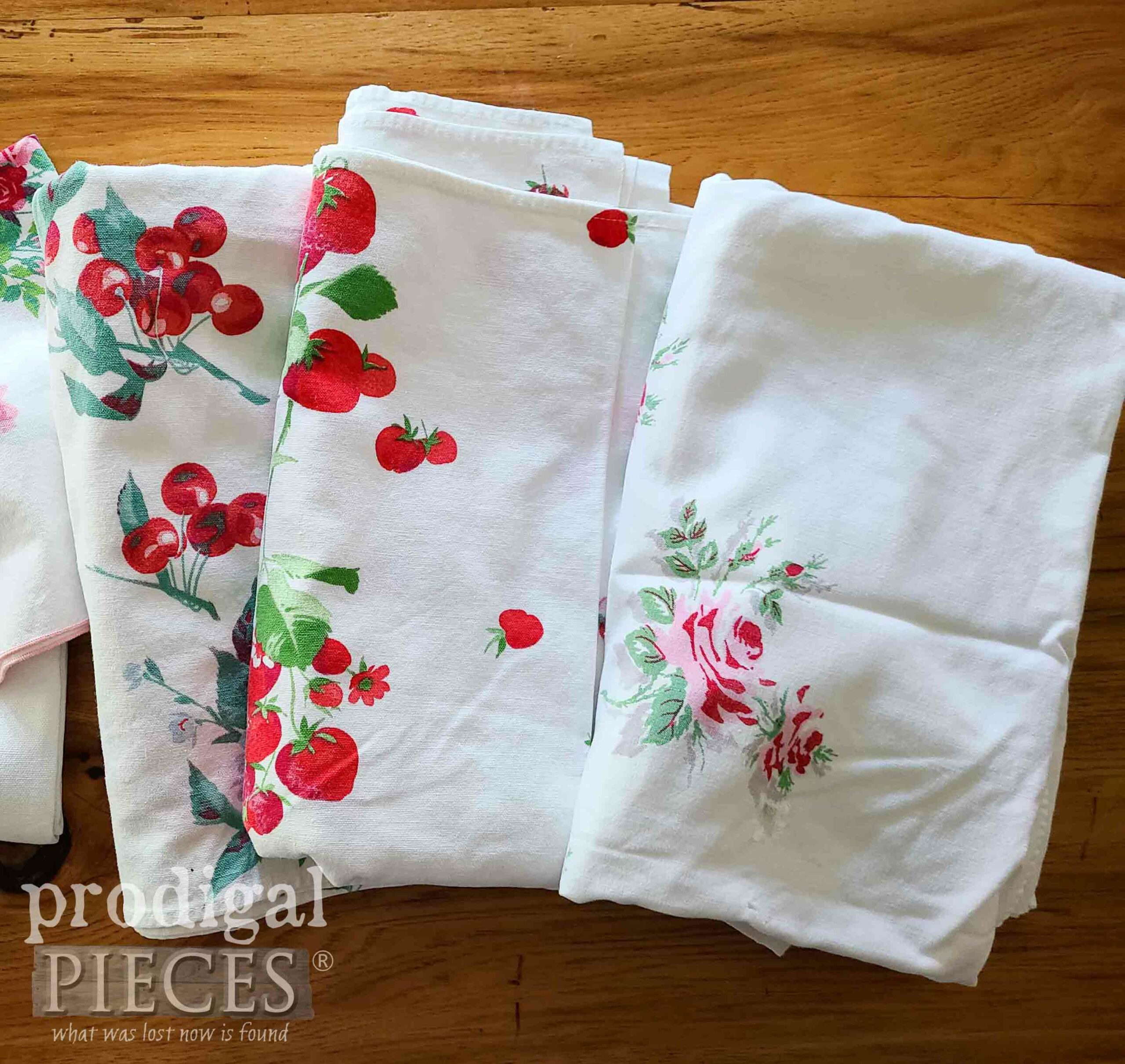 Vintage Tablecloths Before Being Refashioned by Larissa of Prodigal Pieces | prodigalpieces.com #prodigalpieces