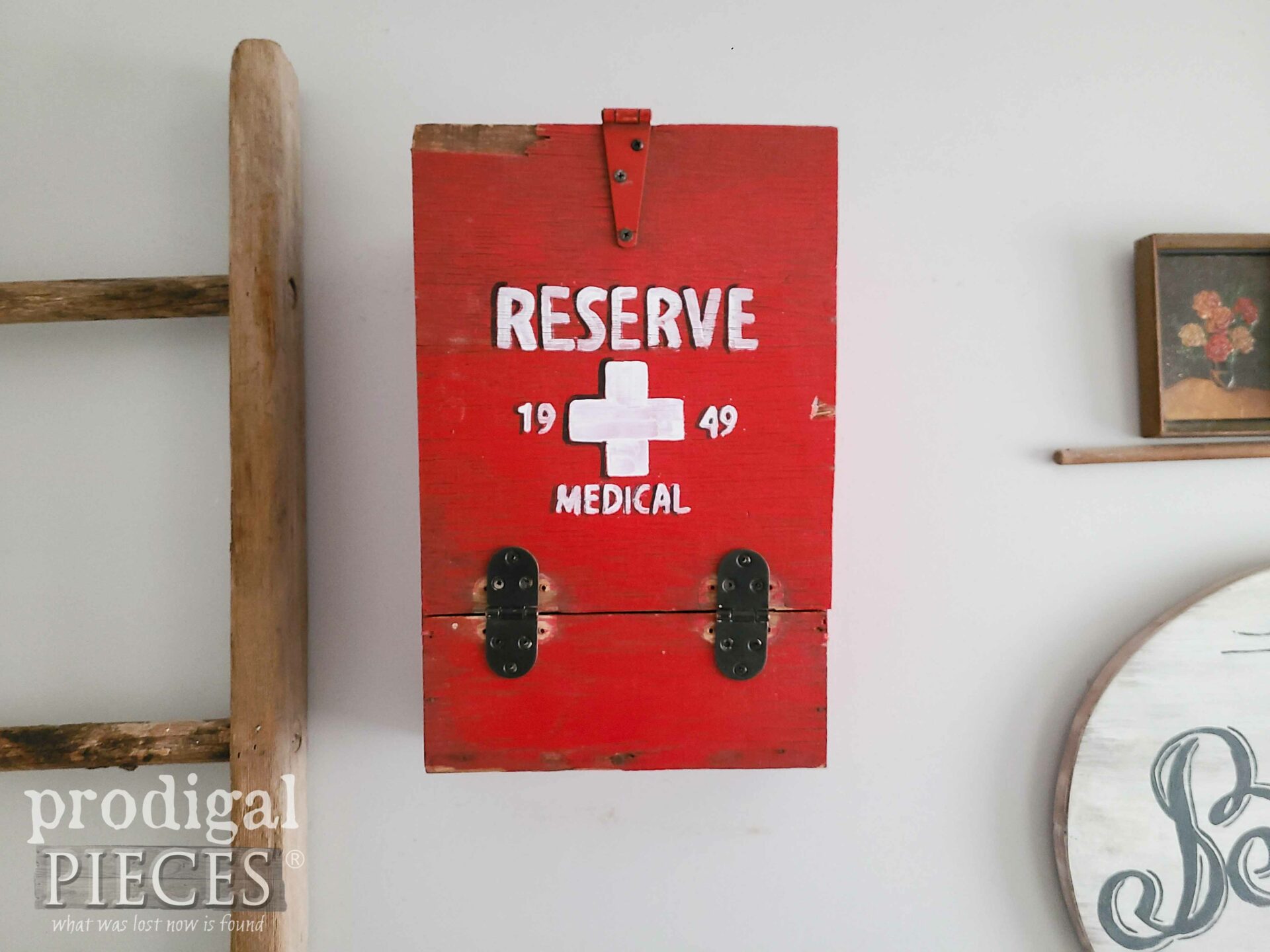 Red Cross Swiss Style Antique Medical Box for Farmhouse Decor by Larissa of Prodigal Pieces | prodigalpieces.com #prodigalpieces #antique #farmhouse #diy