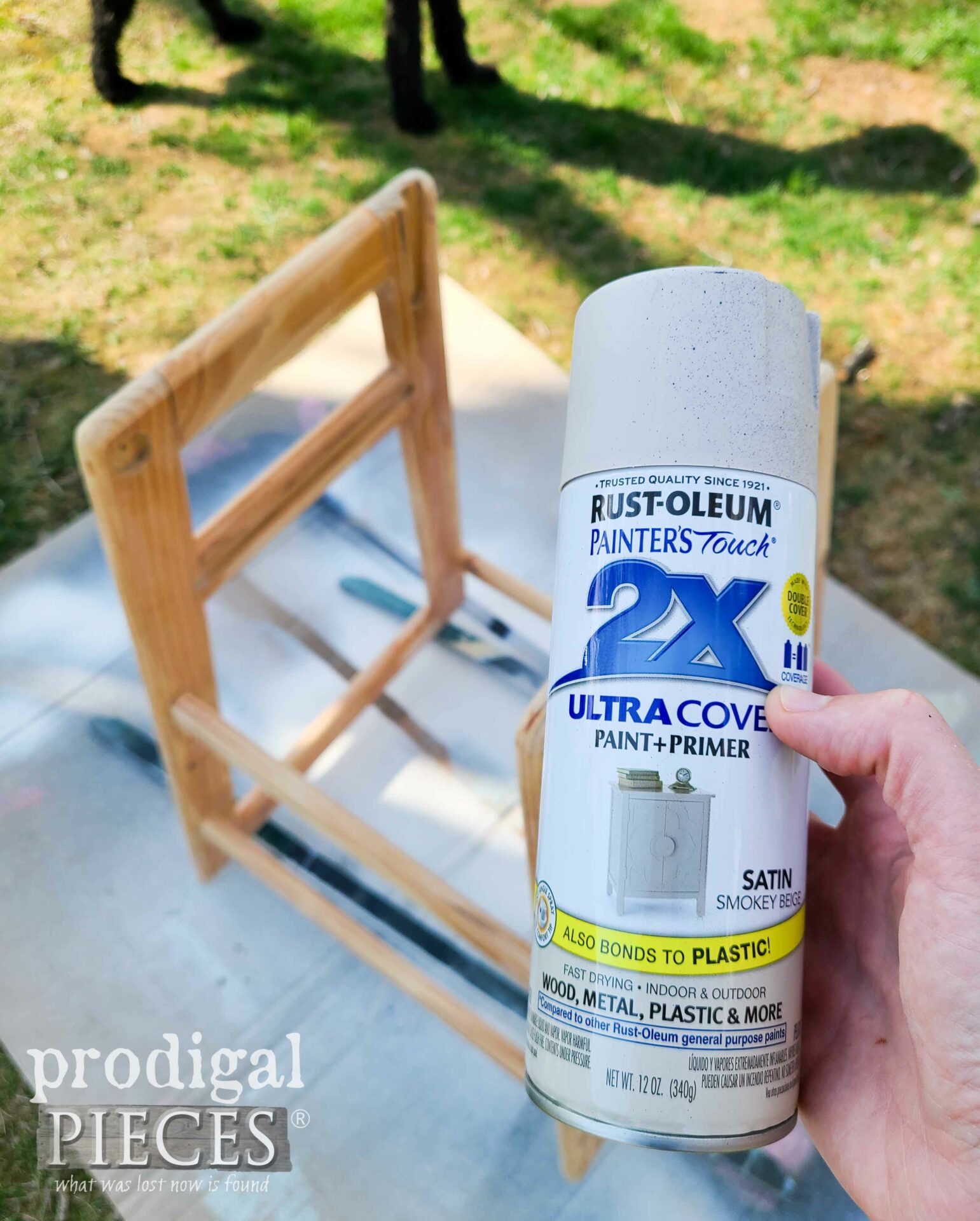 Smokey Beige Spray Paint for DIY Painted Highchair | prodigalpieces.com #prodigalpieces