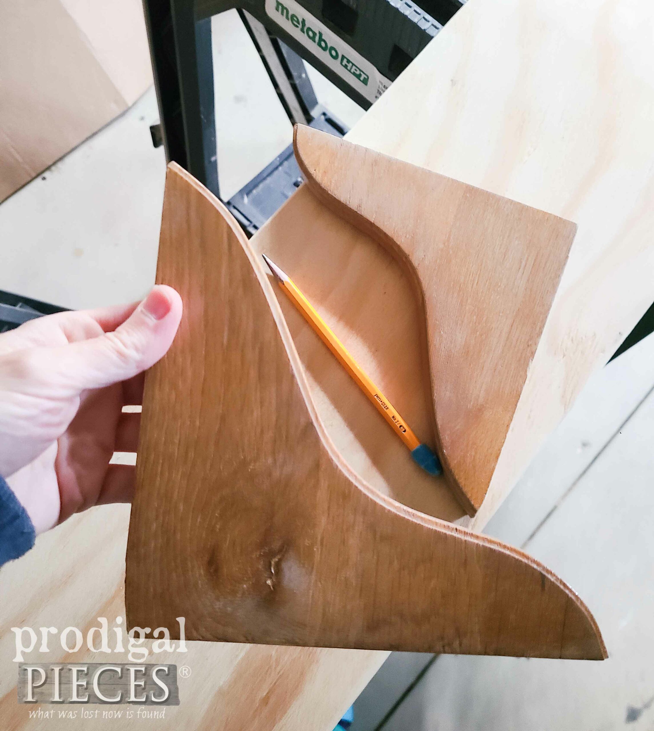 Thrifted Wooden Corbels for DIY Tin Tile Awning | prodigalpieces.com #prodigalpieces