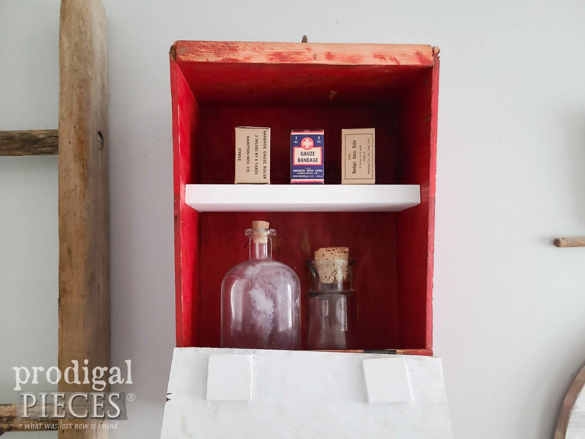 Vintage Medical Supplies inside Antique Medical Box by Larissa of Prodigal Pieces | prodigalpieces.com #prodigalpieces #repurposed #farmhouse #swiss