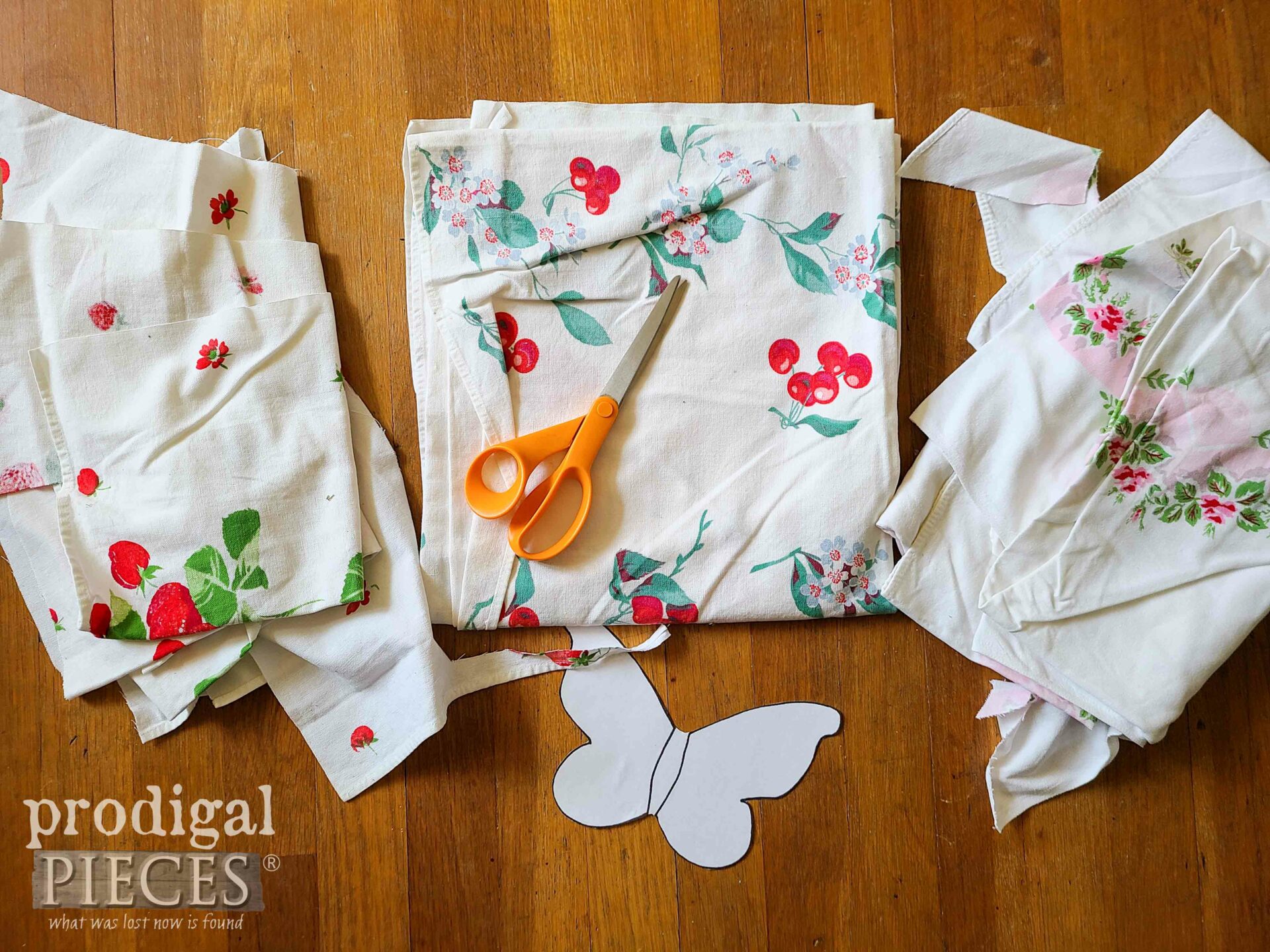 Vintage Tablecloth Scraps for Butterflies | prodigalpieces.com #prodigalpieces