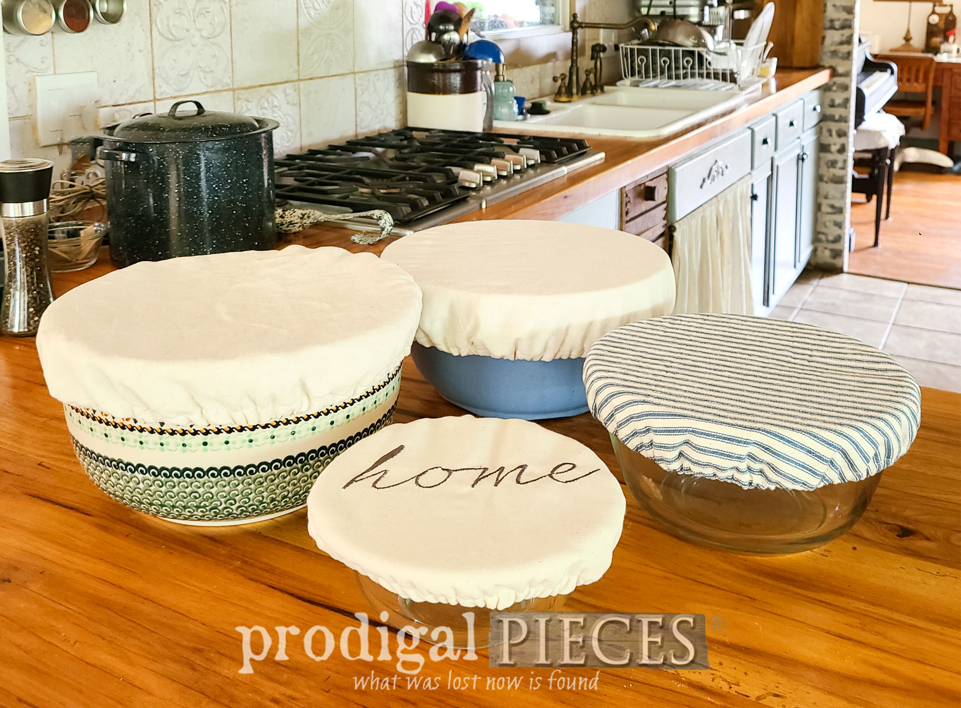 Featured DIY Fabric Bowl Covers from with Moisture Layer from Refashioned Linen by Larissa of Prodigal Pieces | prodigalpieces.com #prodigalpieces #diy #refashion #sewing