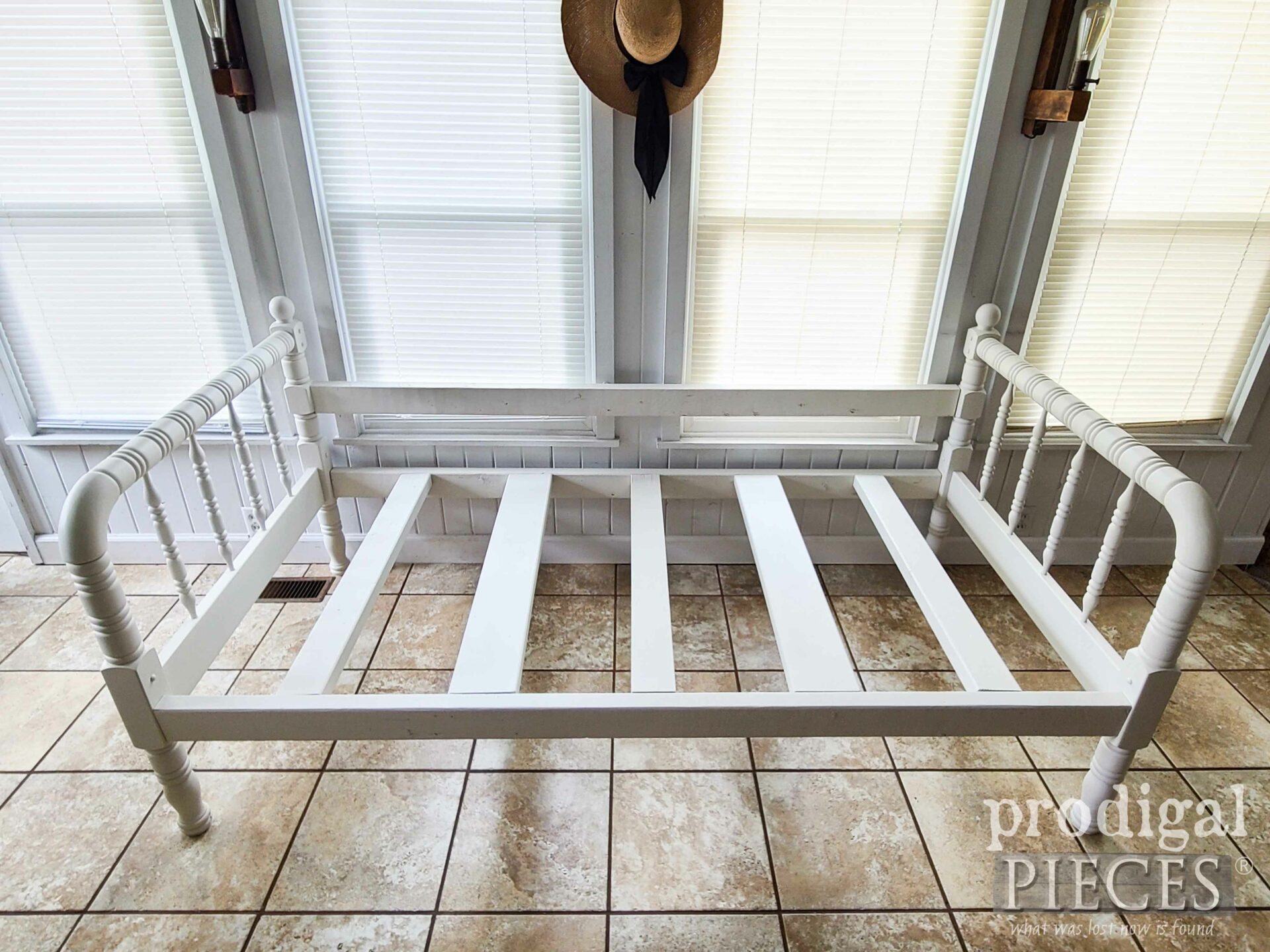 Naked Daybed Frame Built from Reclaimed Wood and Upcycled Bed Frame by Larissa of Prodigal Pieces | prodigalpieces.com #prodigalpieces #buildit #diy #bed
