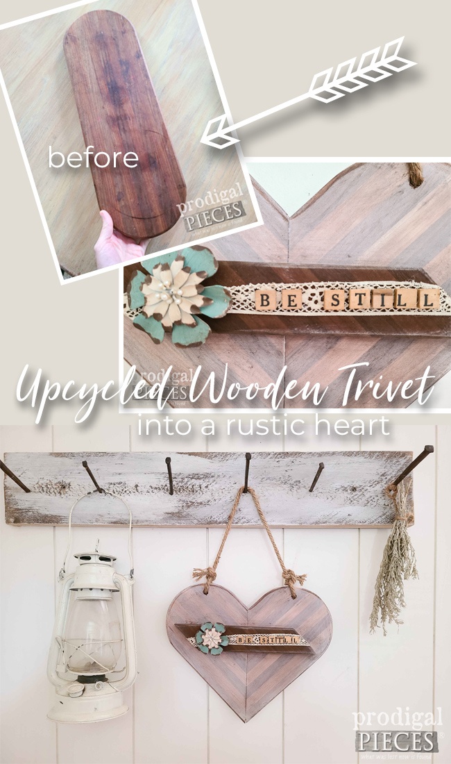 An upcycled wooden trivet becomes a sweet rustic heart with the DIY style of Larissa of Prodigal Pieces | prodigalpieces.com #prodigalpieces #upcycled
