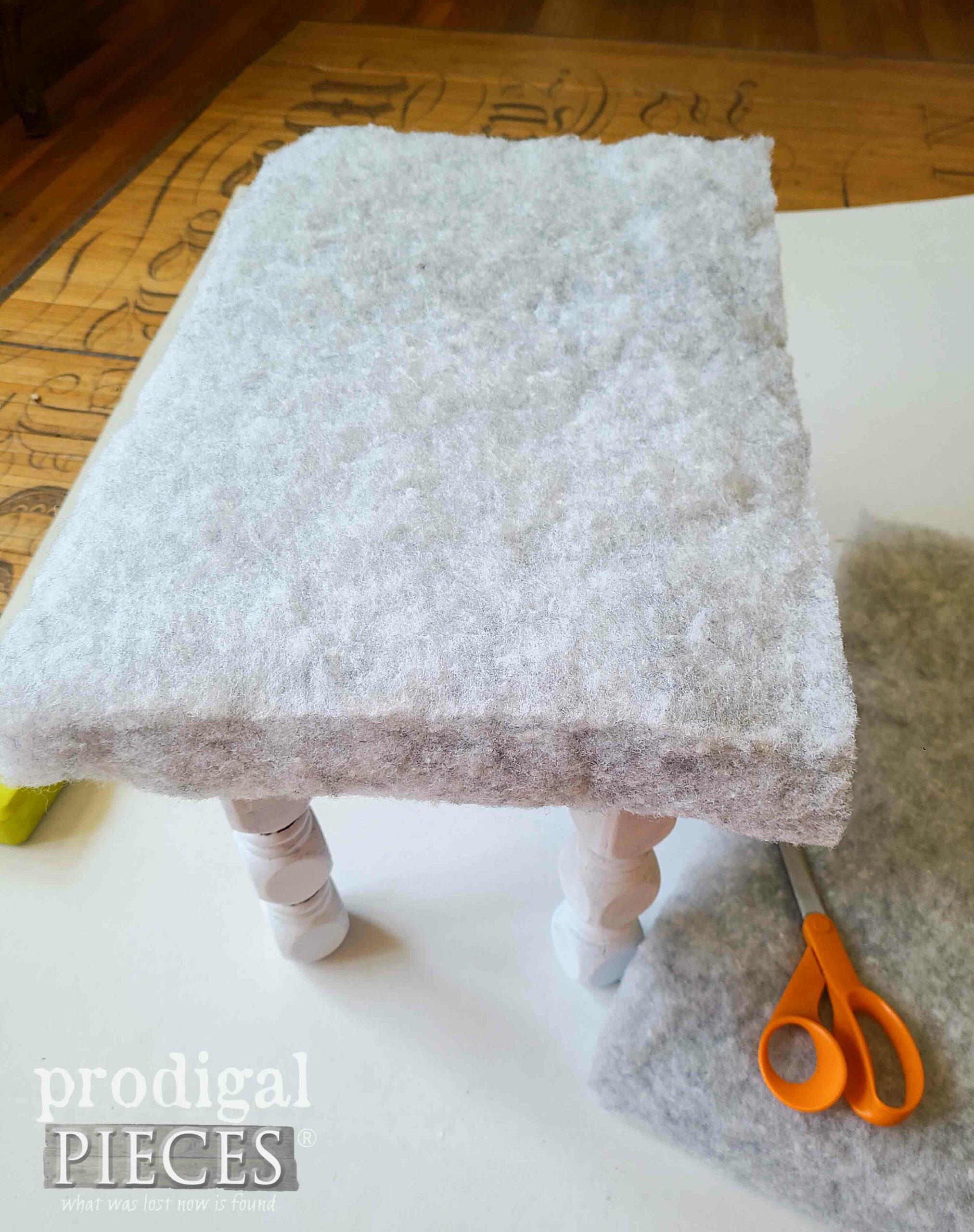 Upholstery Foam for Wooden Footstool | prodigalpieces.com #prodigalpieces