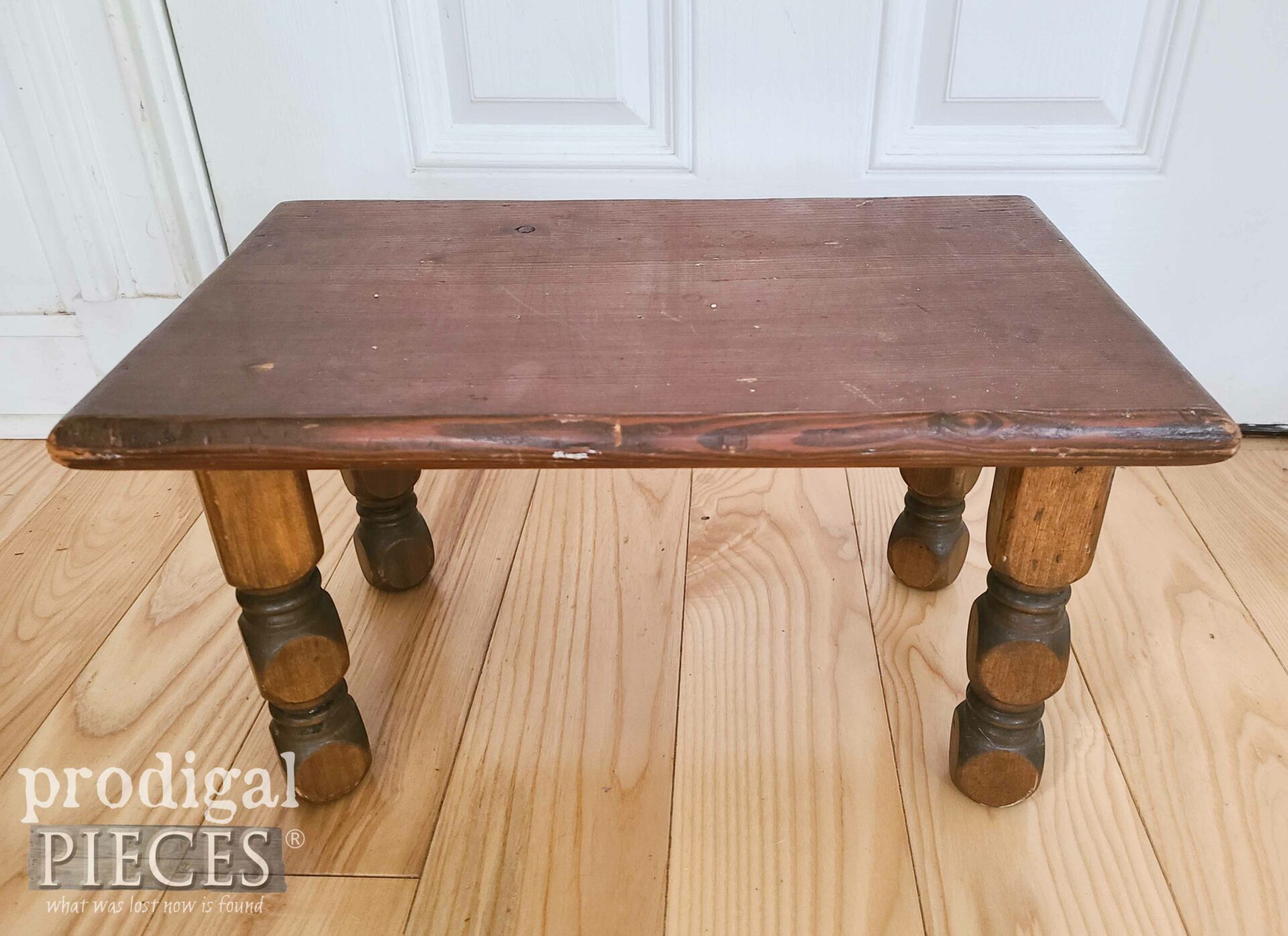 Wooden Footstool Before Makeover | prodigalpieces.com #prodigalpieces