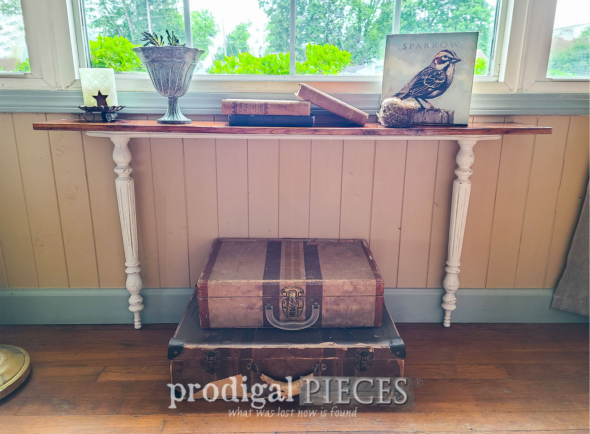 Featured Repurposed Mirror Harp Table Shelf by Larissa of Prodigal Pieces | prodigalpieces.com #prodigalpieces #repurposed #diy