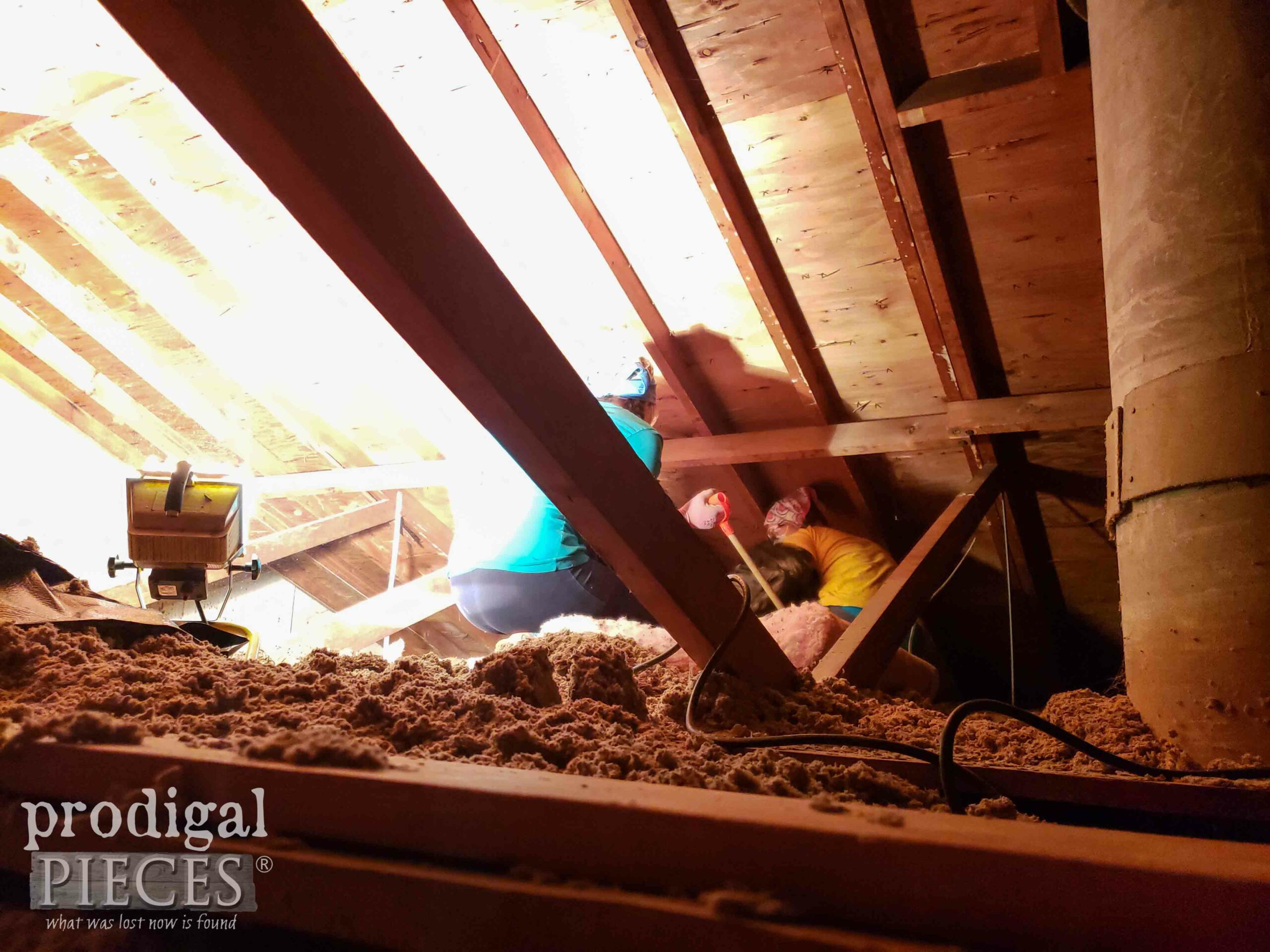 Removing Blown Insulation in Living Room Remodel | prodigalpieces.com #prodigalpieces
