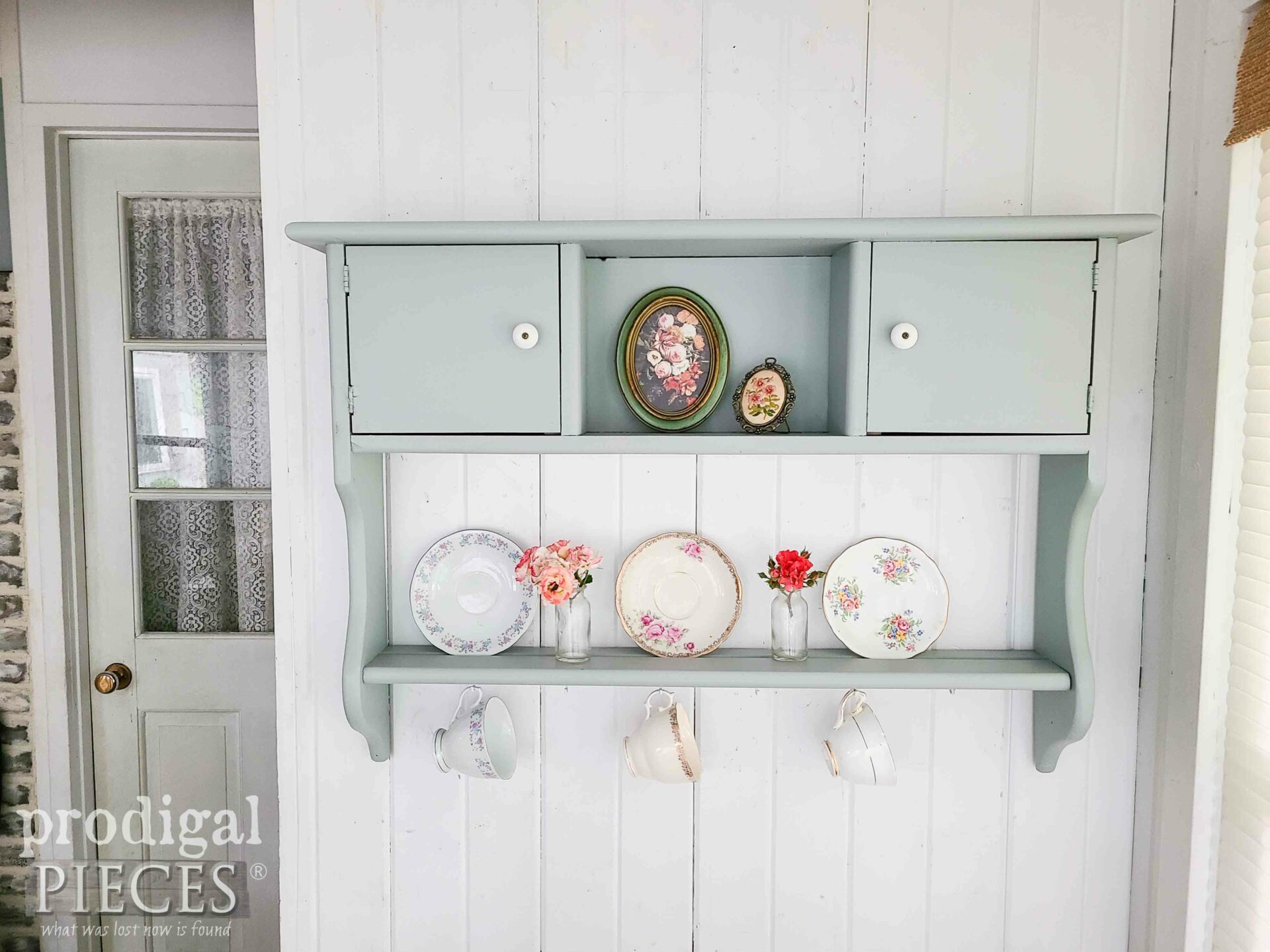 Painted Slate Green Vintage Cubby Shelf Makeover by Larissa of Prodigal Pieces | prodigalpieces.com #prodigalpieces #vintage #cottage