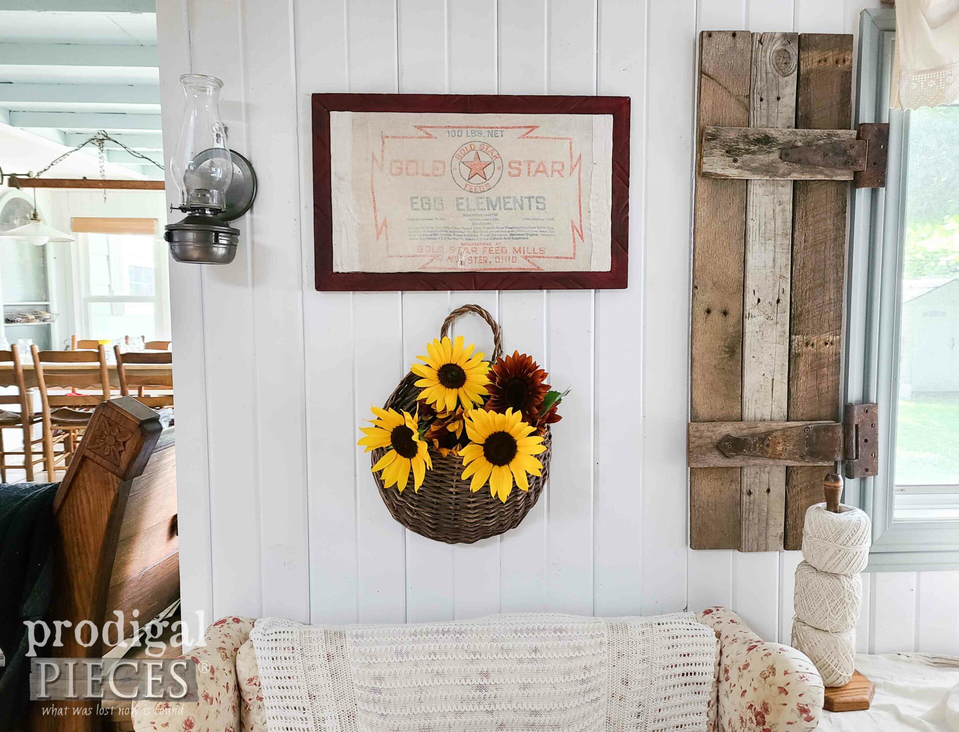 DIY Feed Sack Art using a thrifted frame by Larissa of Prodigal Pieces | prodigalpieces.com #prodigalpieces #rustic #farmhouse