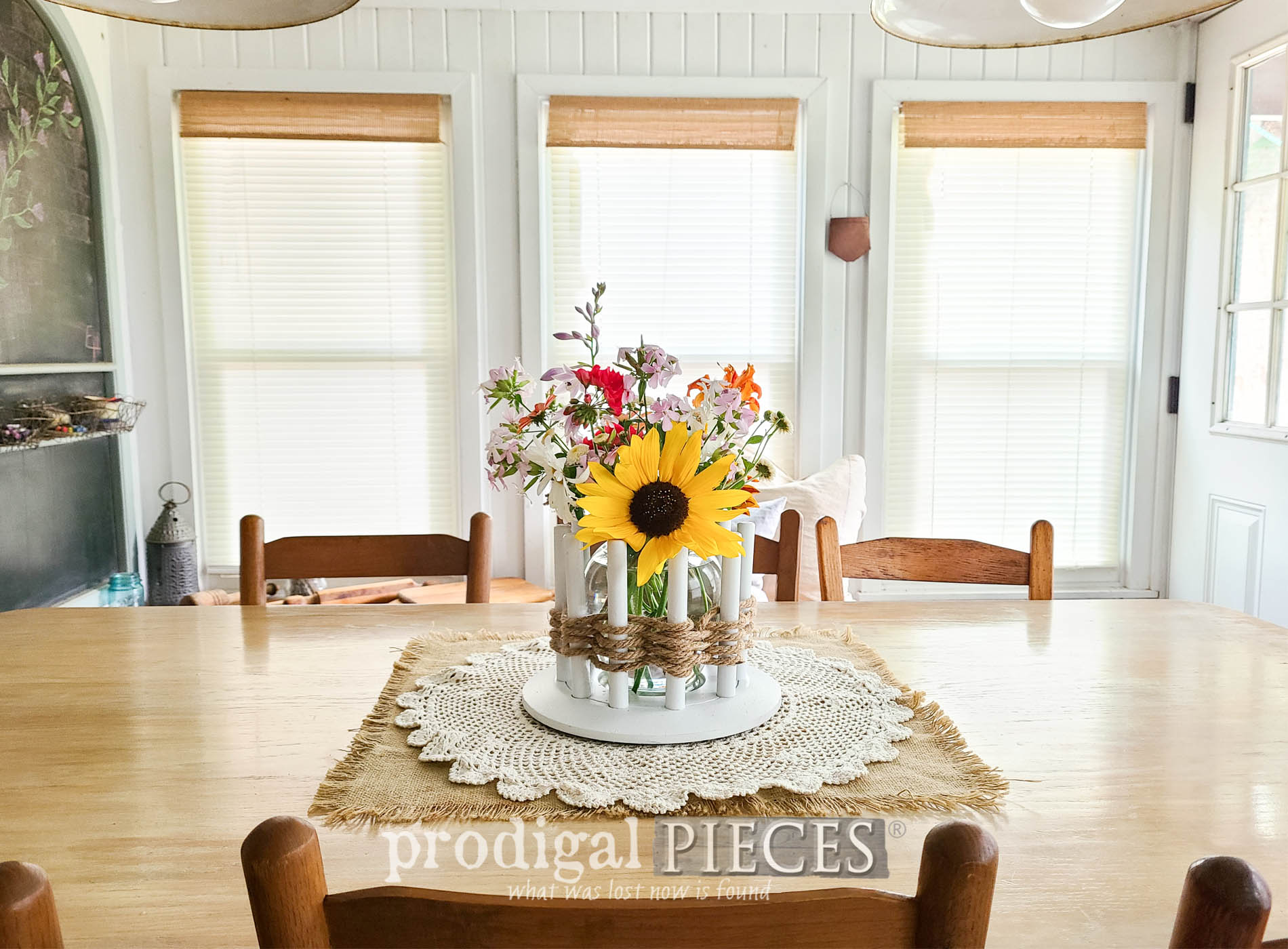 Featured DIY Rope Vase Centerpiece by Larissa of Prodigal Pieces from Upcycled Wooden Thingy | prodigalpieces.com #prodigalpieces #diy #upcycled