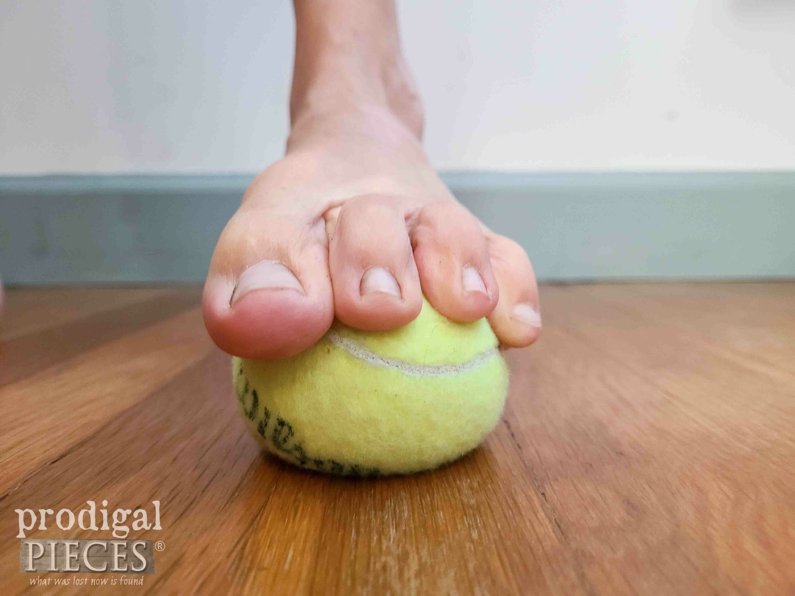 Gripping Tennis Ball for Barefoot Exercises | prodigalpieces.com #prodigalpieces
